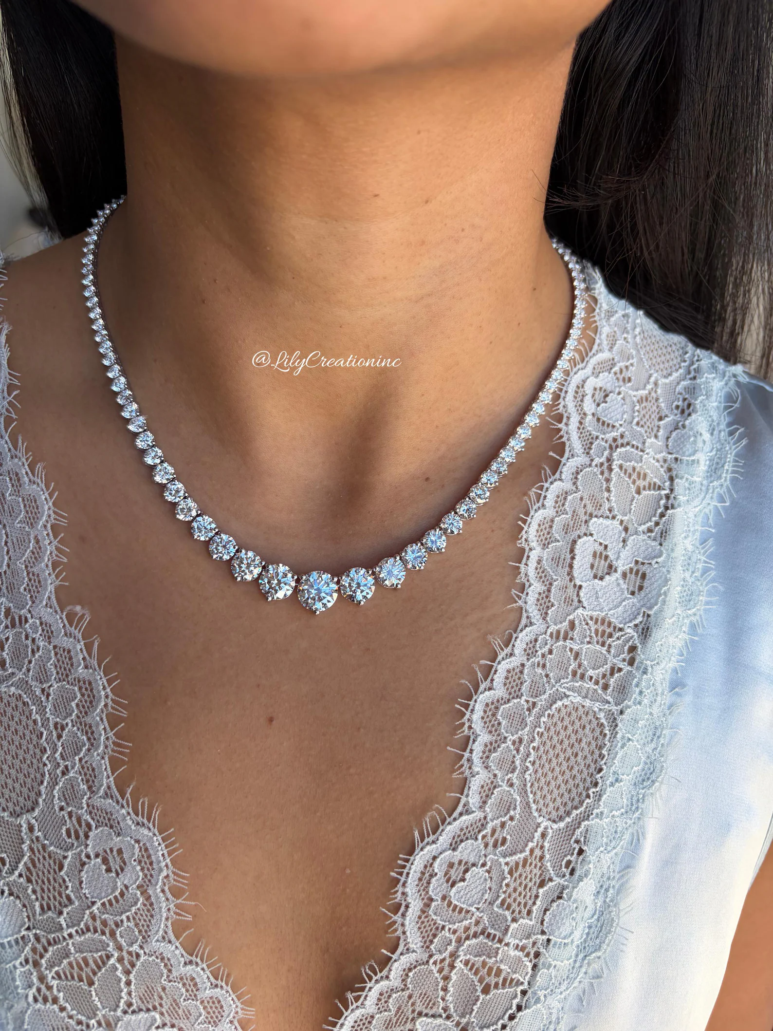 27 Carat Round Graduated Diamond Necklace