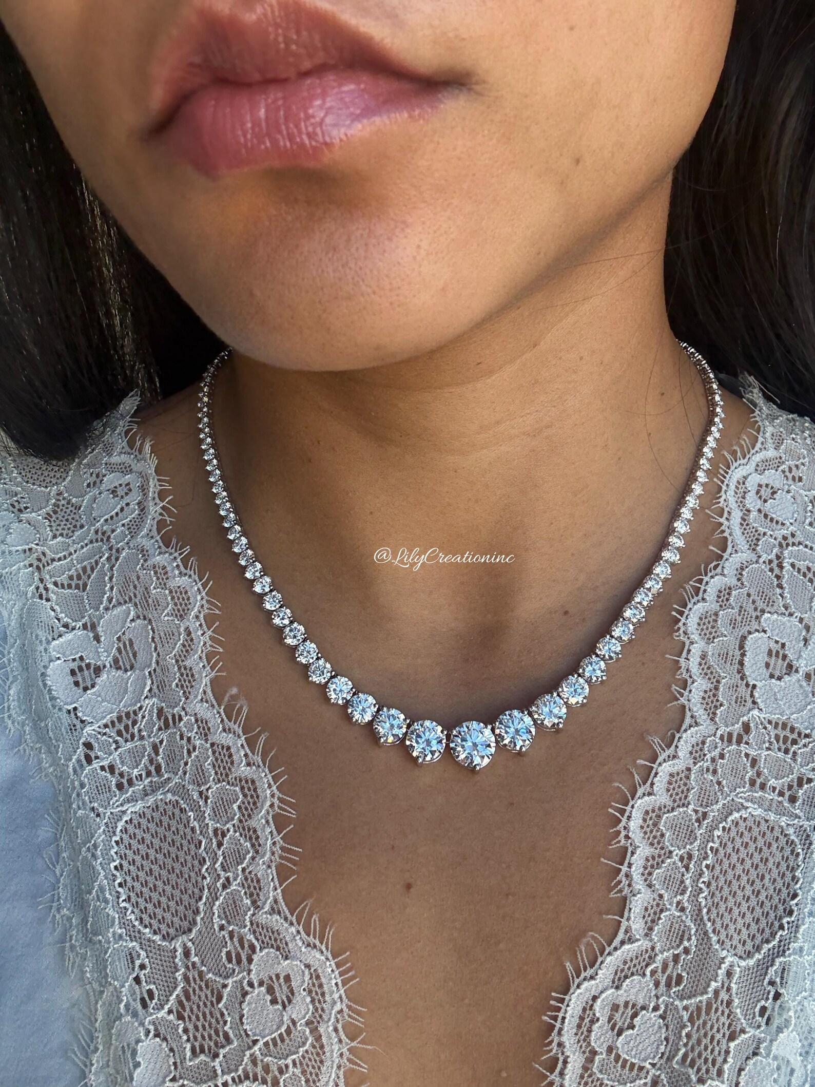 27 Carat Round Graduated Diamond Necklace