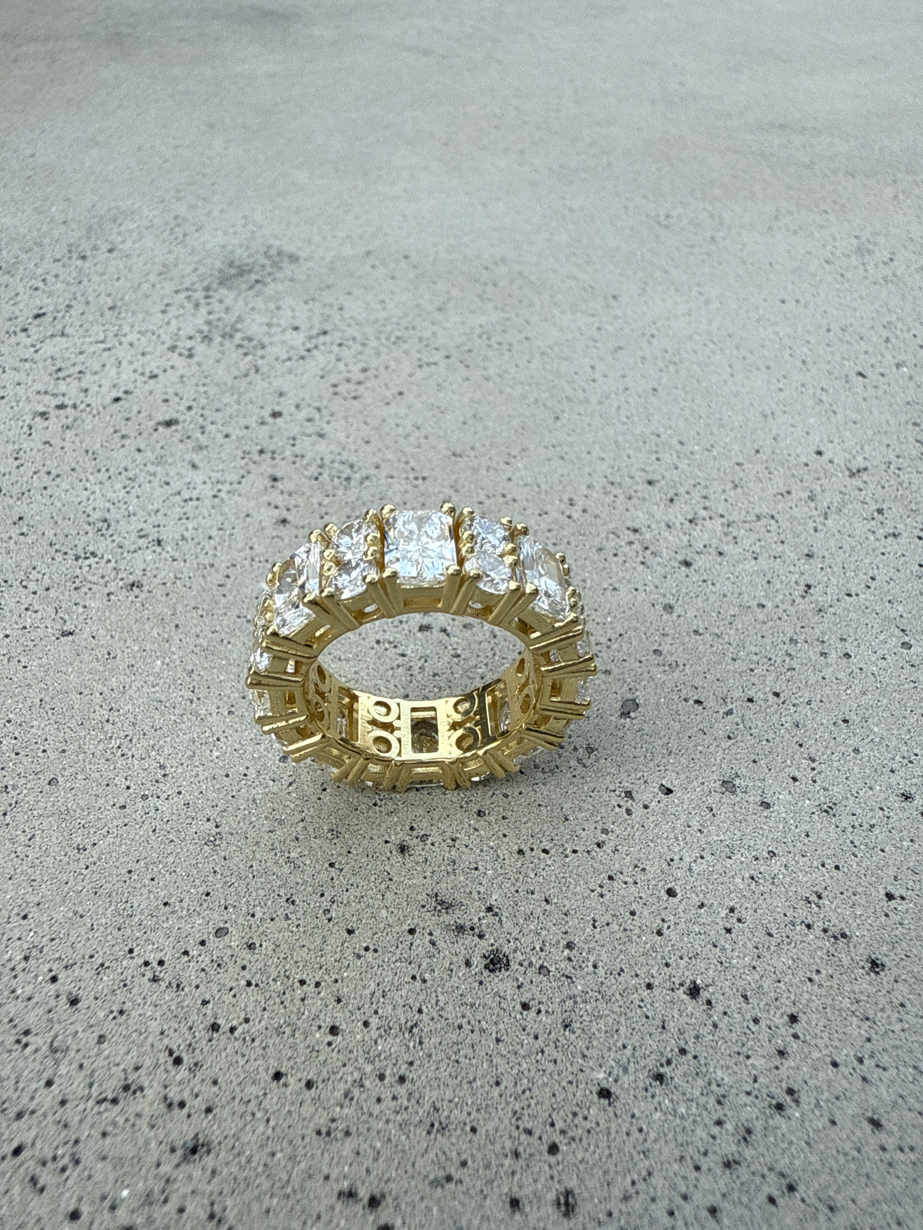 9 Carat Radiant and Round Unique Diamond Eternity Band