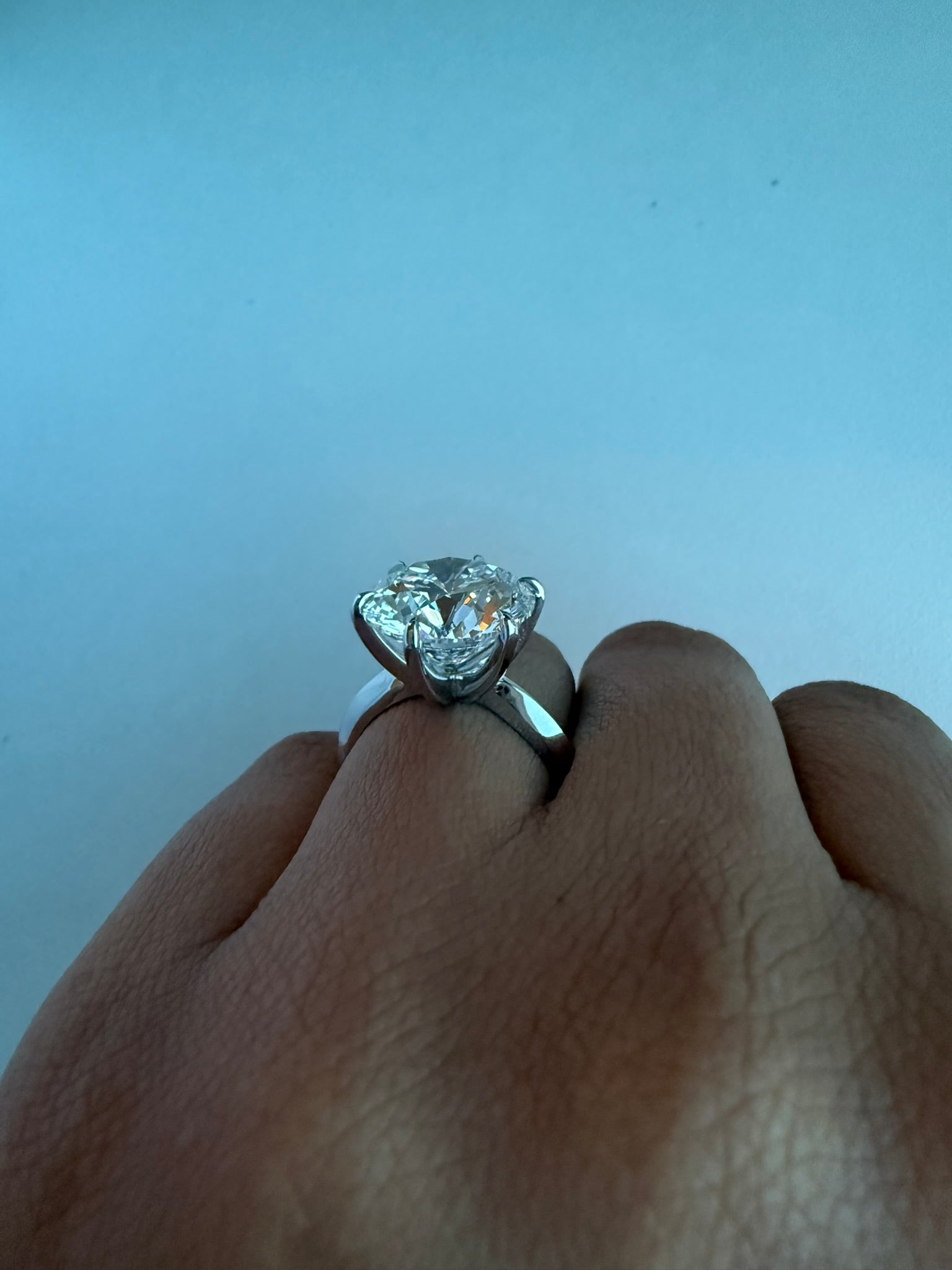 Round Big Solitaire Lab Grown Diamond Engagement Ring