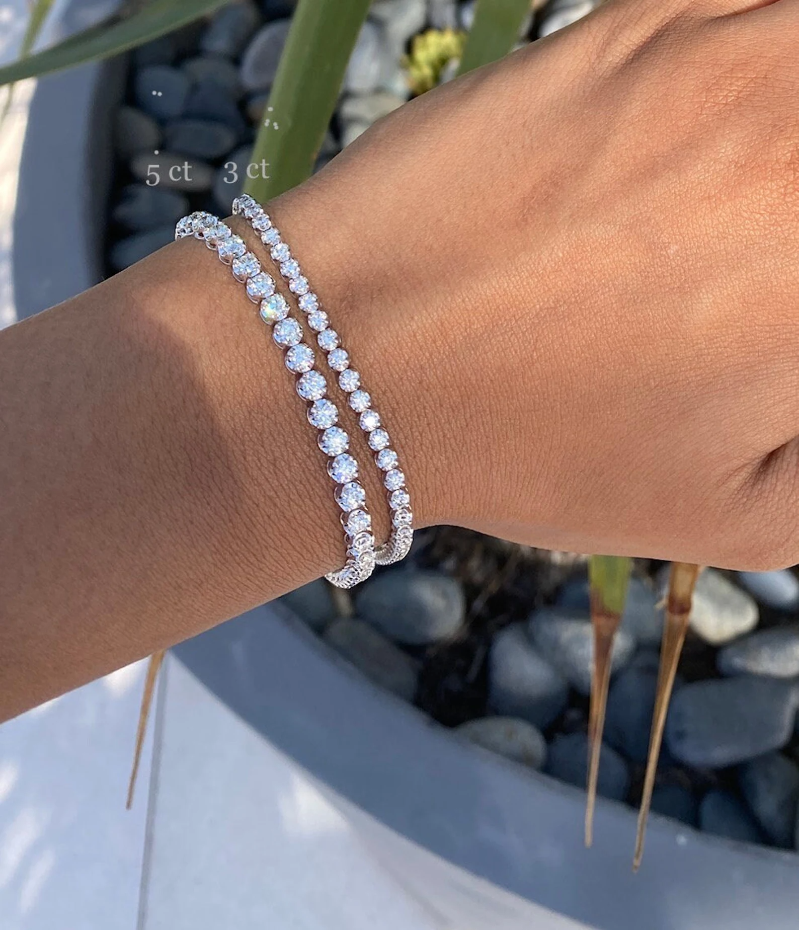 5 Carat Crown Setting Round Lab Grown Diamond Tennis Bracelet