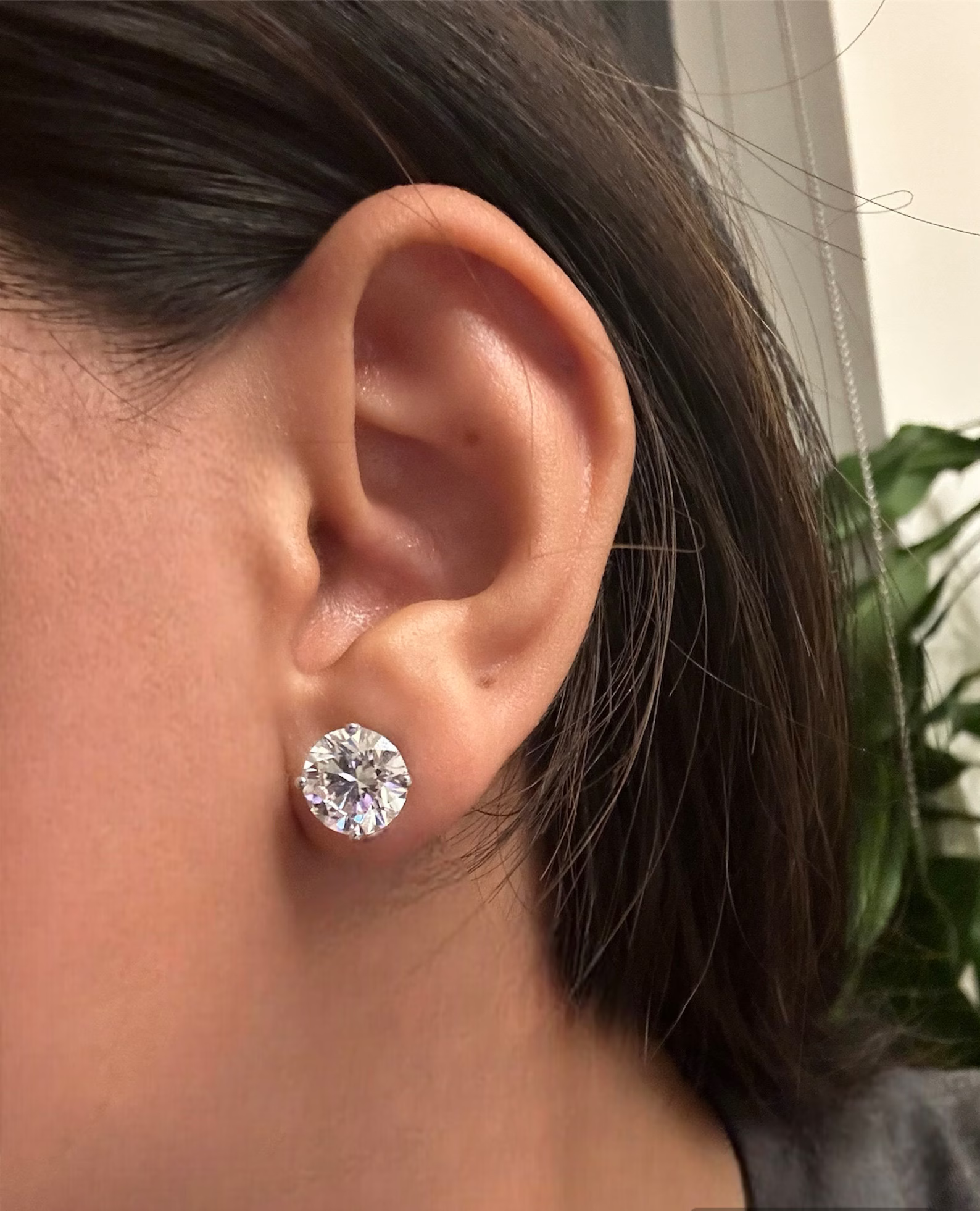 4 Prong 10 Carat Round Stud Lab Grown Diamond Earrings