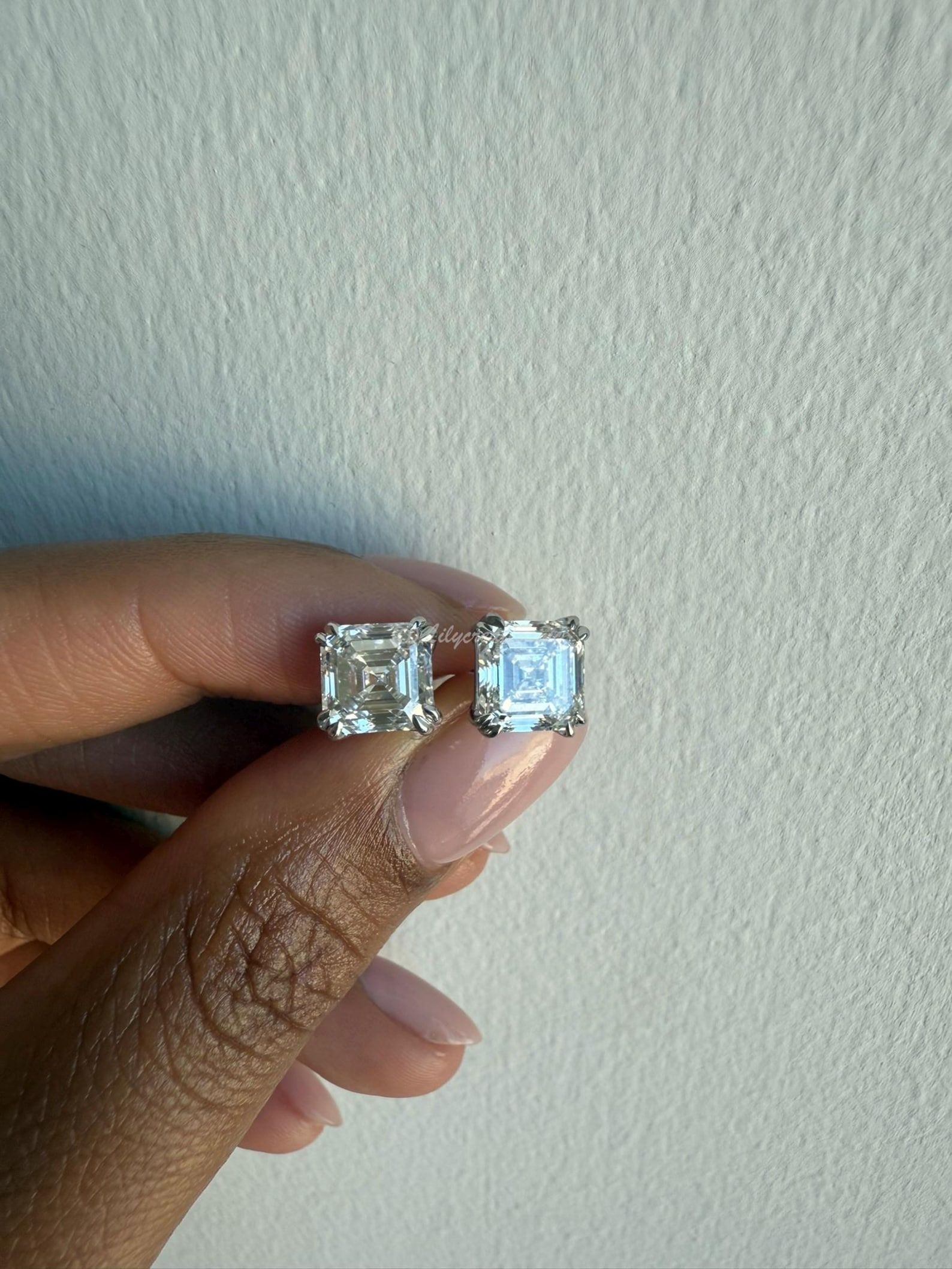 4 Carat Asscher Unique Lab Grown Diamond Stud Earrings