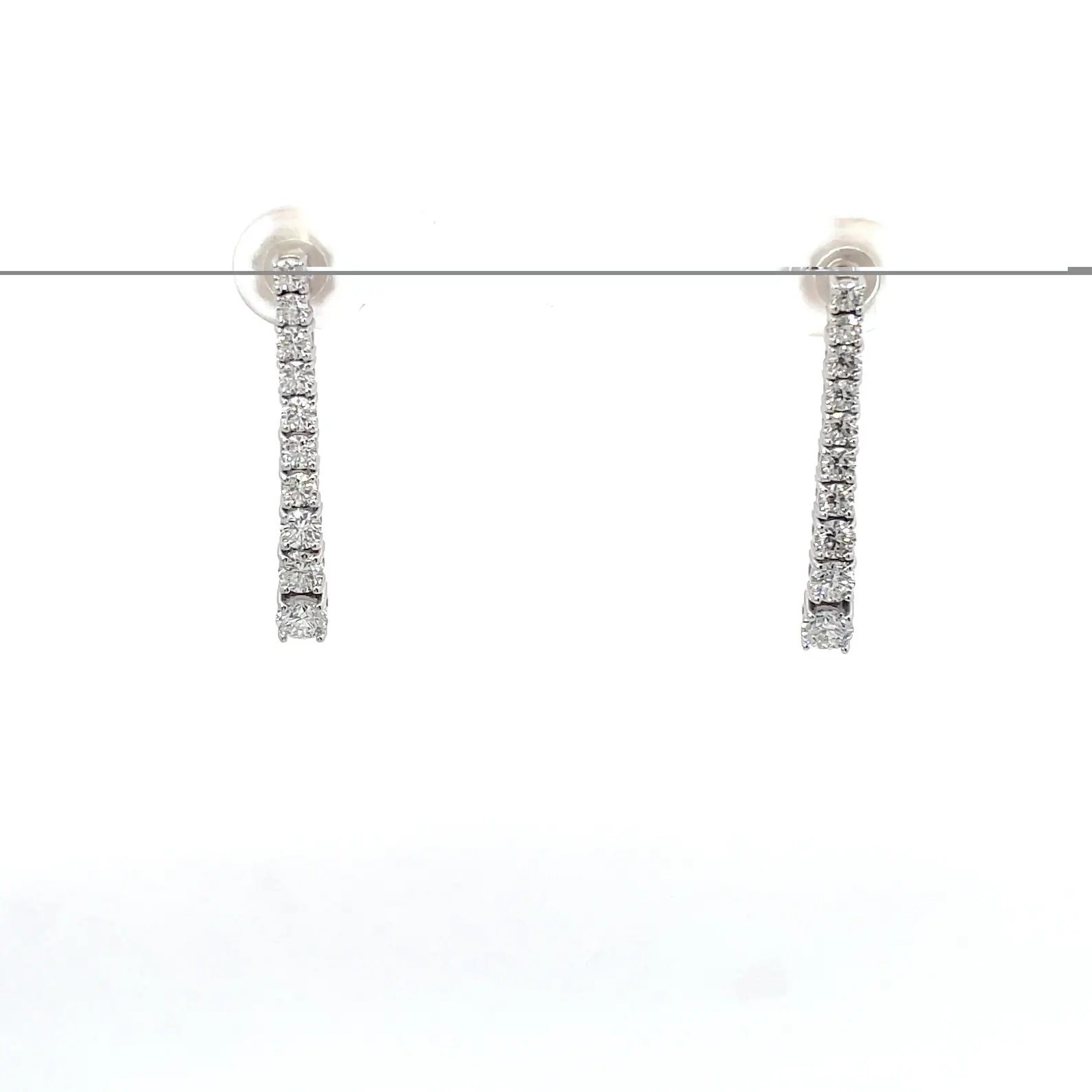 1 Carat Round Lab Grown Diamond Graduated Huggie Earrings