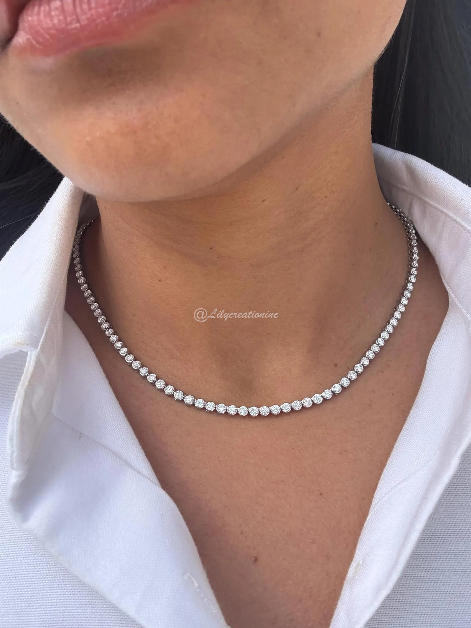 7 Carat Round Bezel Set Diamond Tennis Necklace