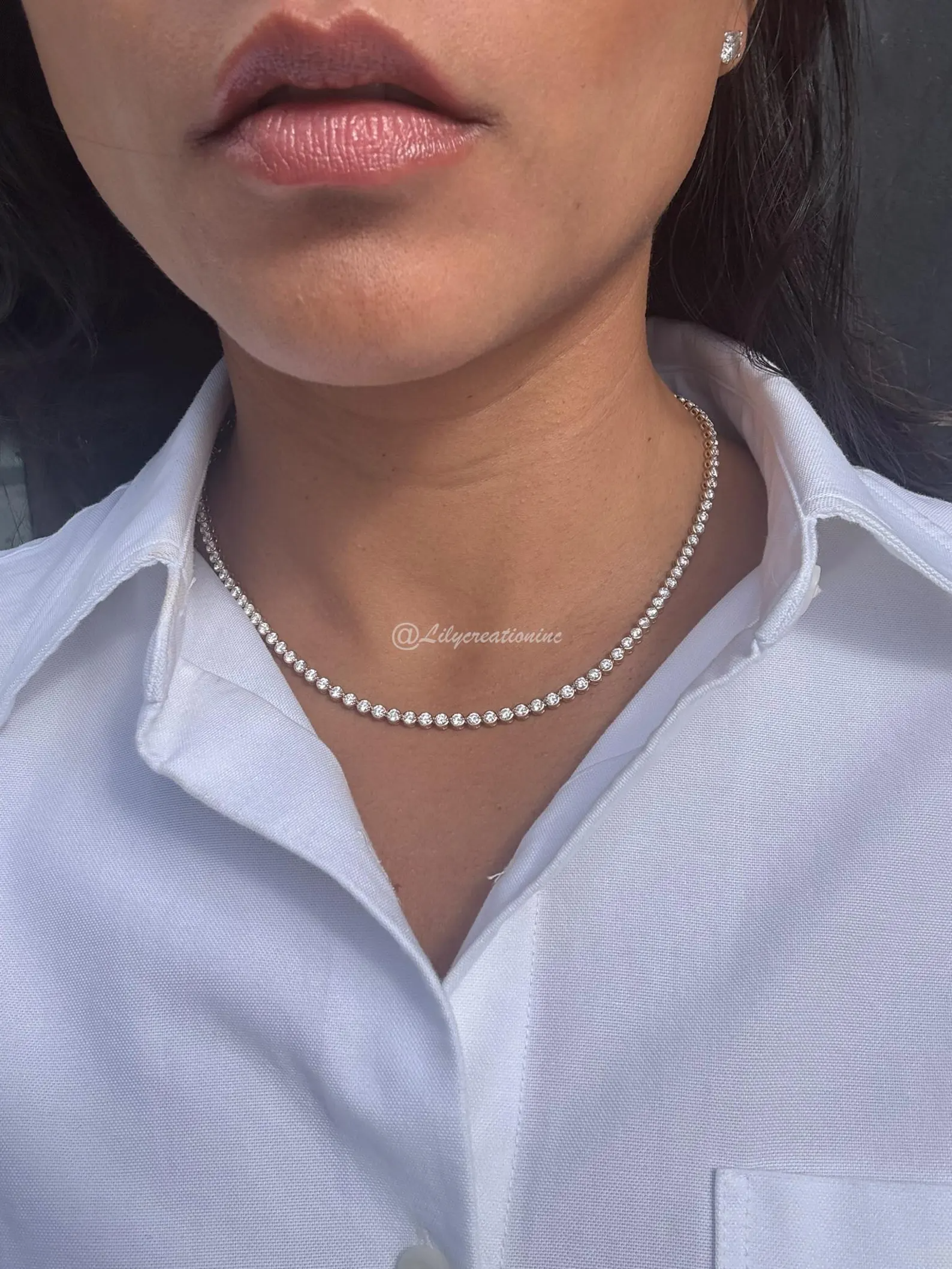 7 Carat Round Bezel Set Diamond Tennis Necklace