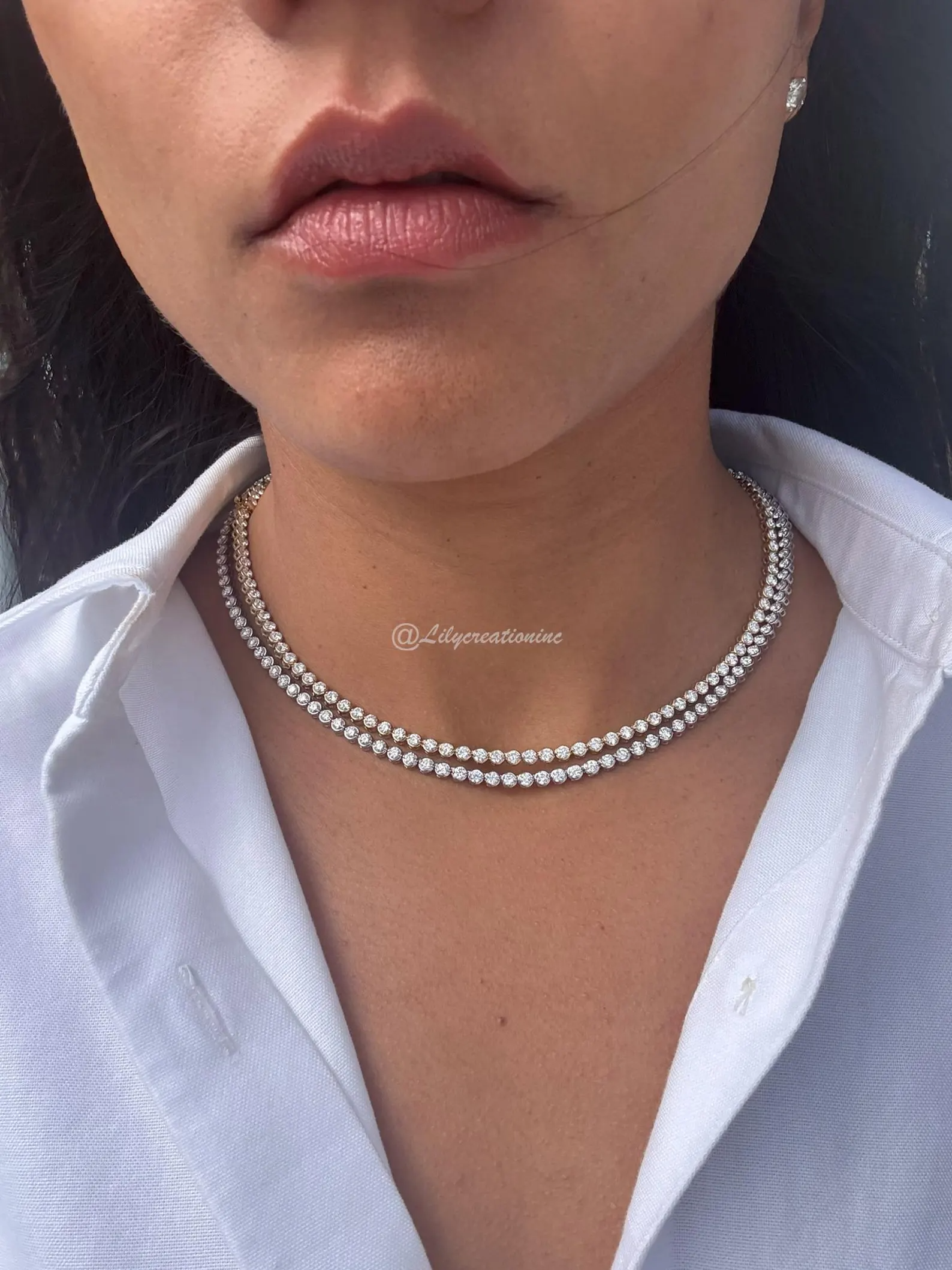 7 Carat Round Bezel Set Diamond Tennis Necklace