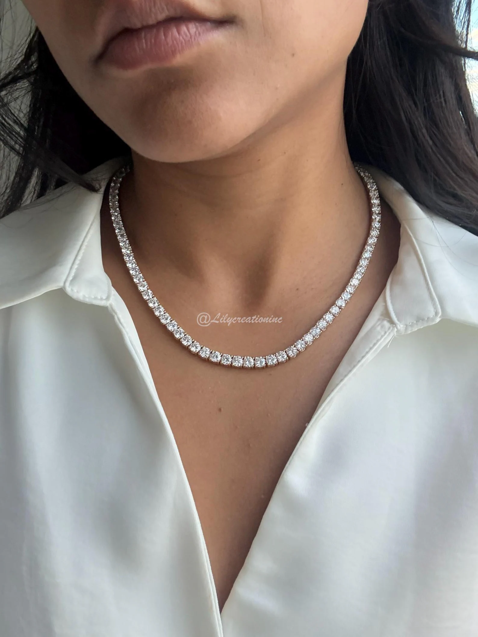 60 Carat Round Diamond Tennis Necklace