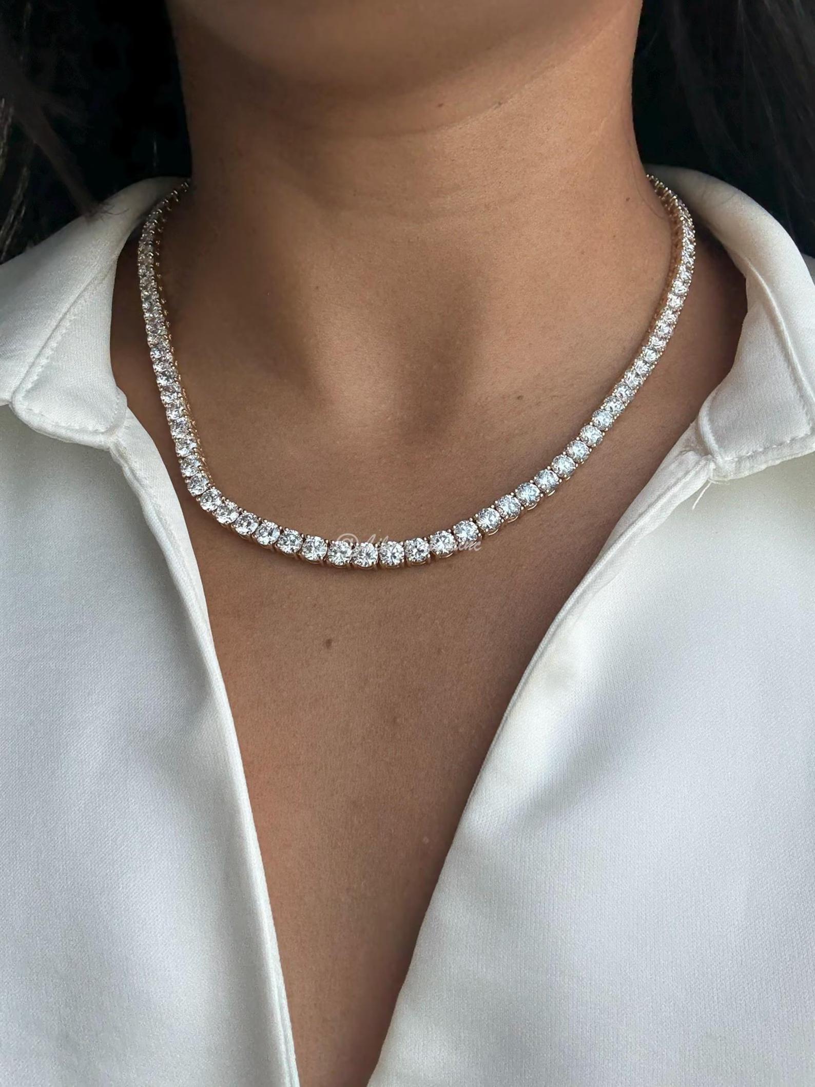 30 Carat Round Diamond Tennis Necklace
