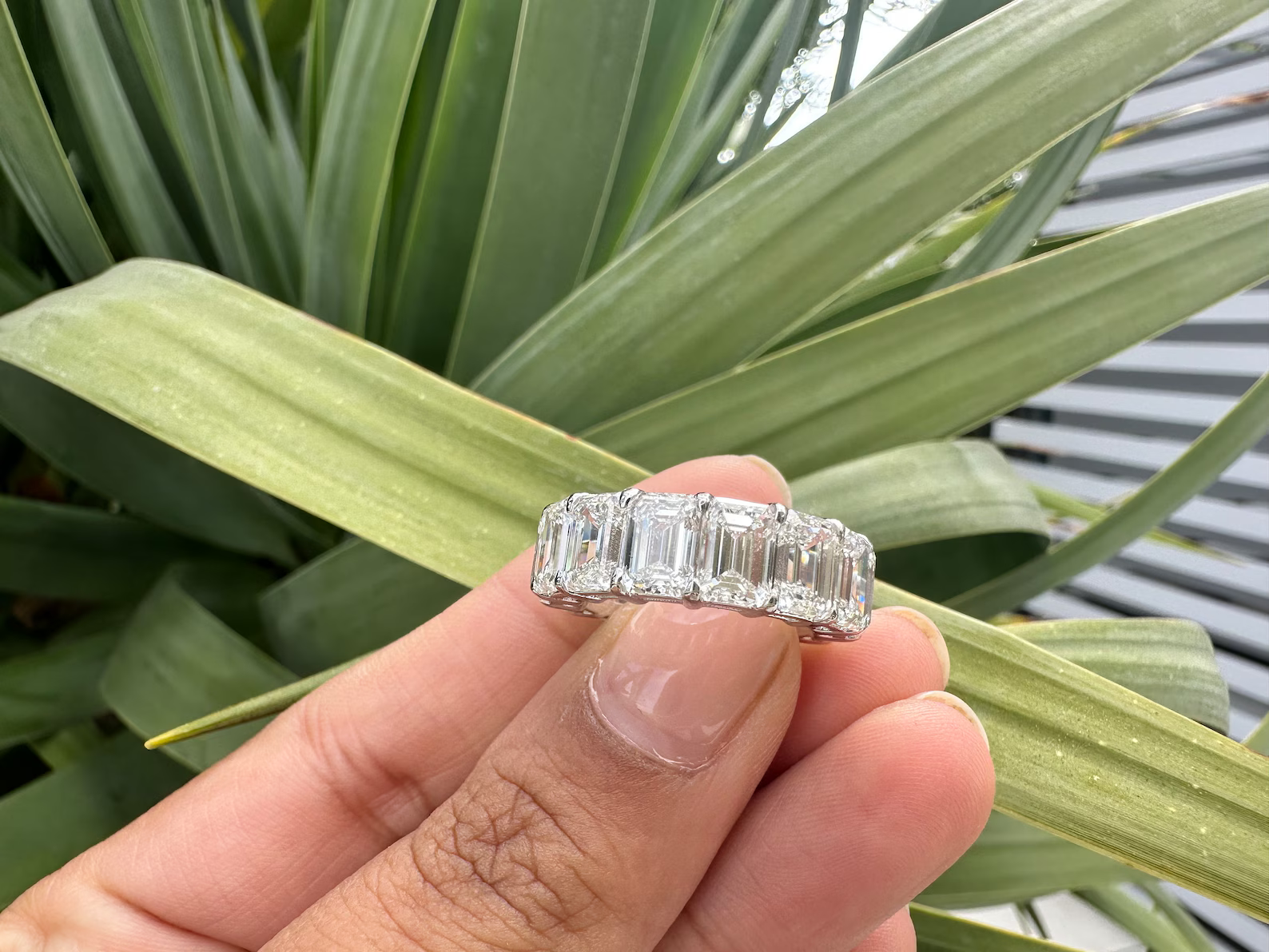 12 Carat Emerald Cut Lab Grown Diamond Eternity Band