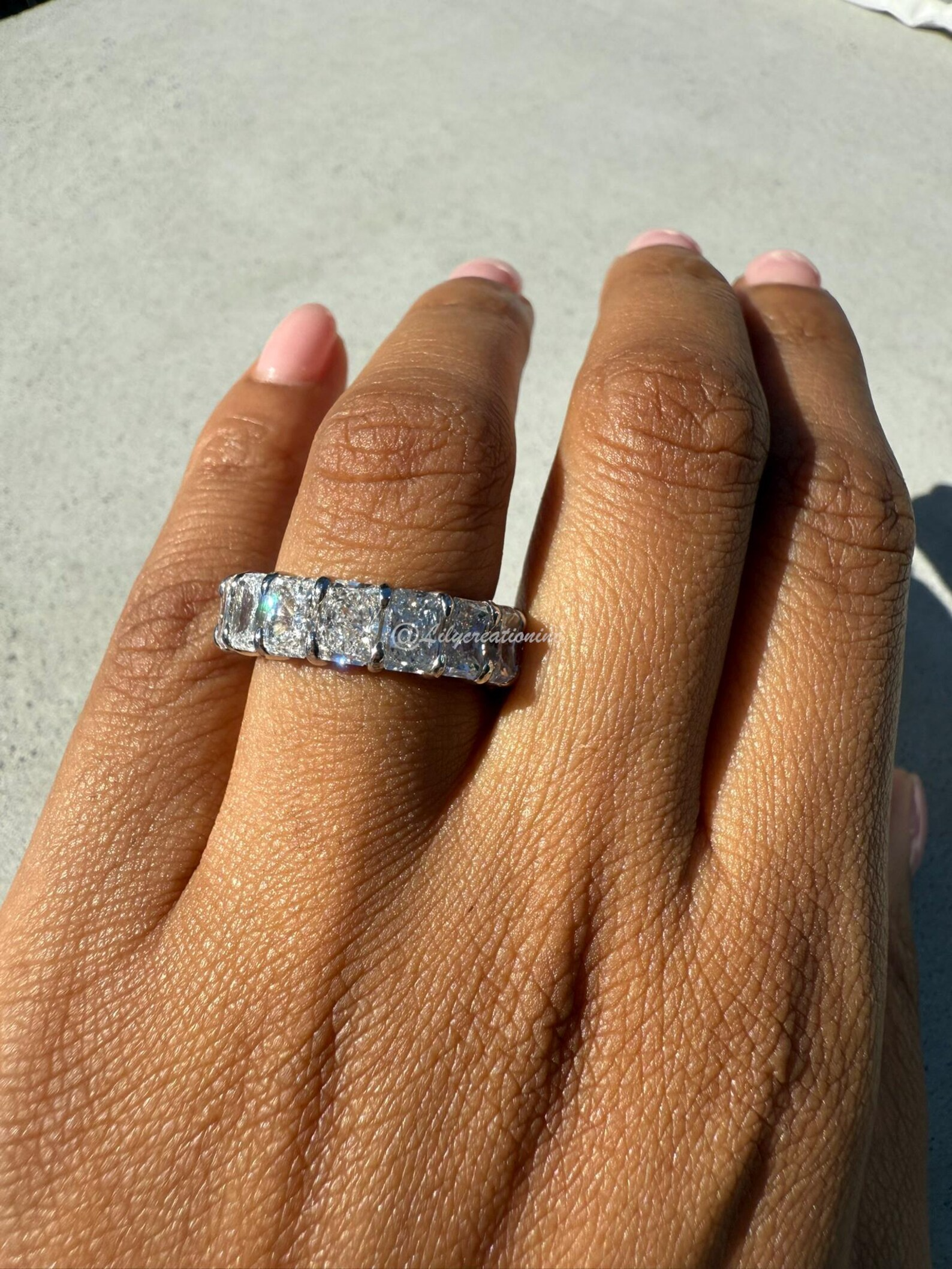 8 Carat Radiant Cut Lab Grown Diamond Eternity Band