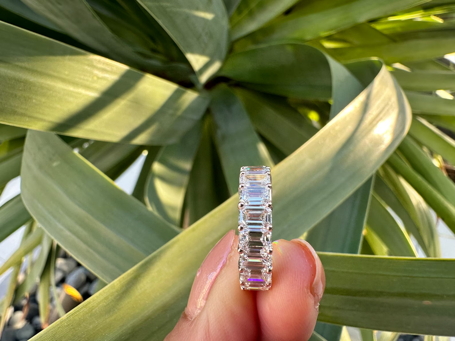 5 Carat Emerald Lab Grown Diamond Eternity Band