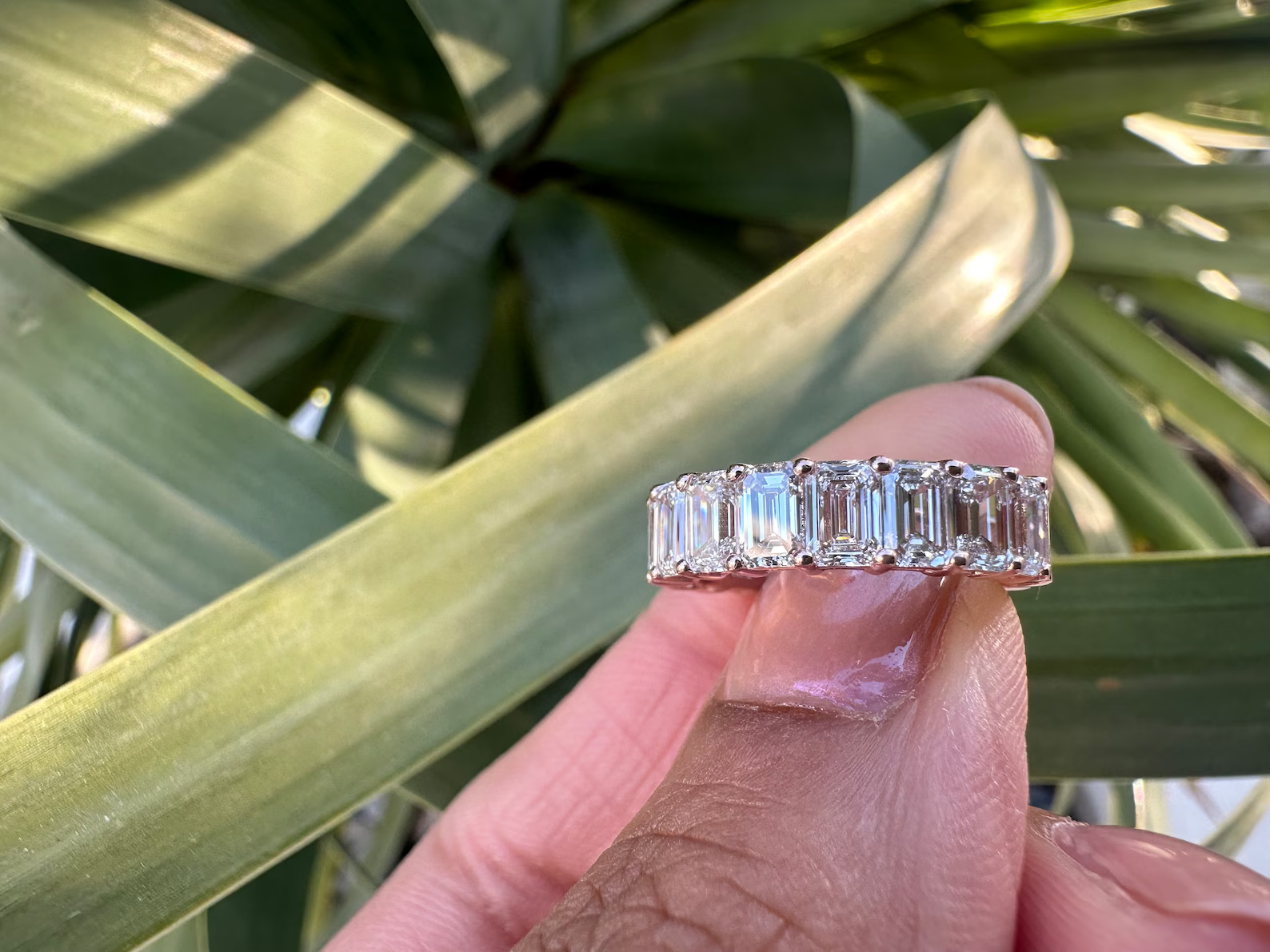 5 Carat Emerald Lab Grown Diamond Eternity Band
