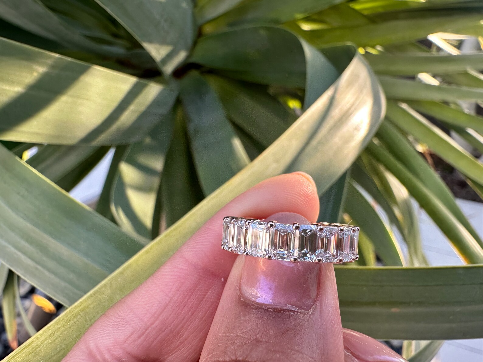 5 Carat Emerald Lab Grown Diamond Eternity Band