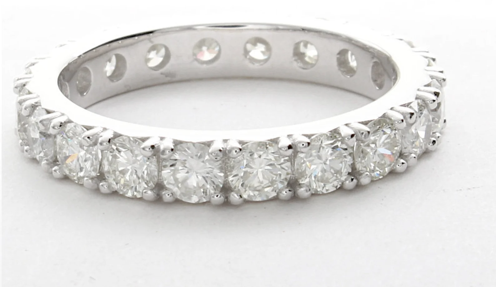 3 Carat Round French Pave Diamond Eternity Band in 14k White Gold