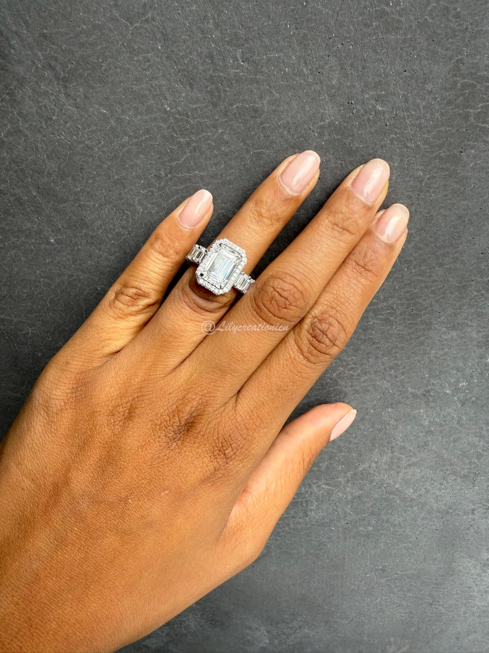 Emerald Cut Eternity Lab Grown Diamond Engagement Ring