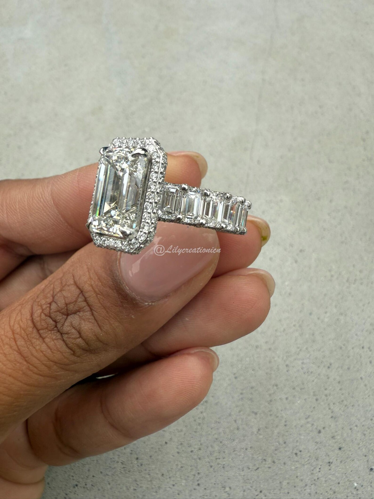 Emerald Cut Eternity Lab Grown Diamond Engagement Ring