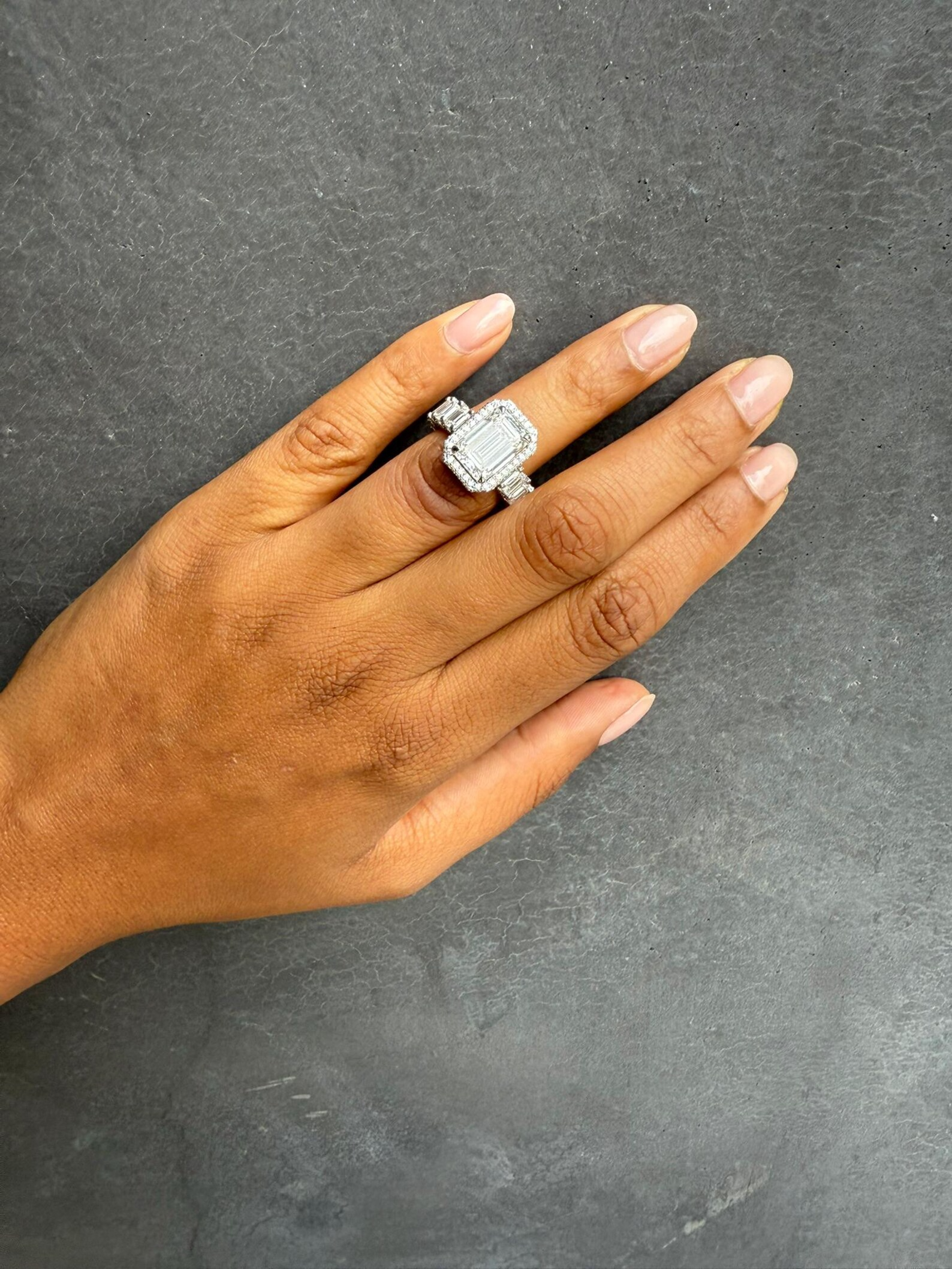 Emerald Cut Eternity Lab Grown Diamond Engagement Ring
