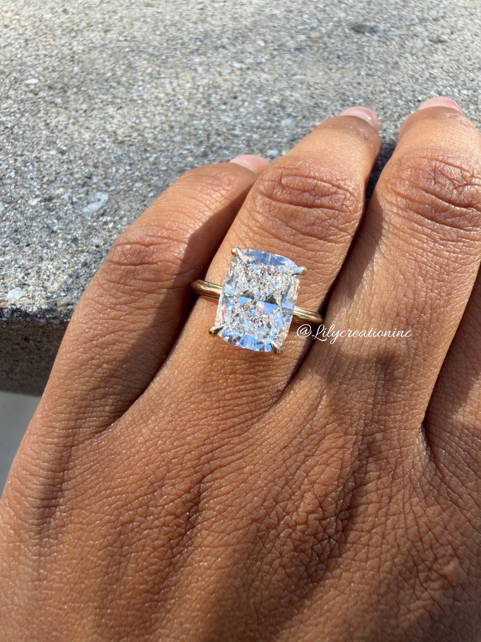 Cushion Cut Solitaire Lab Grown Diamond Engagement Ring