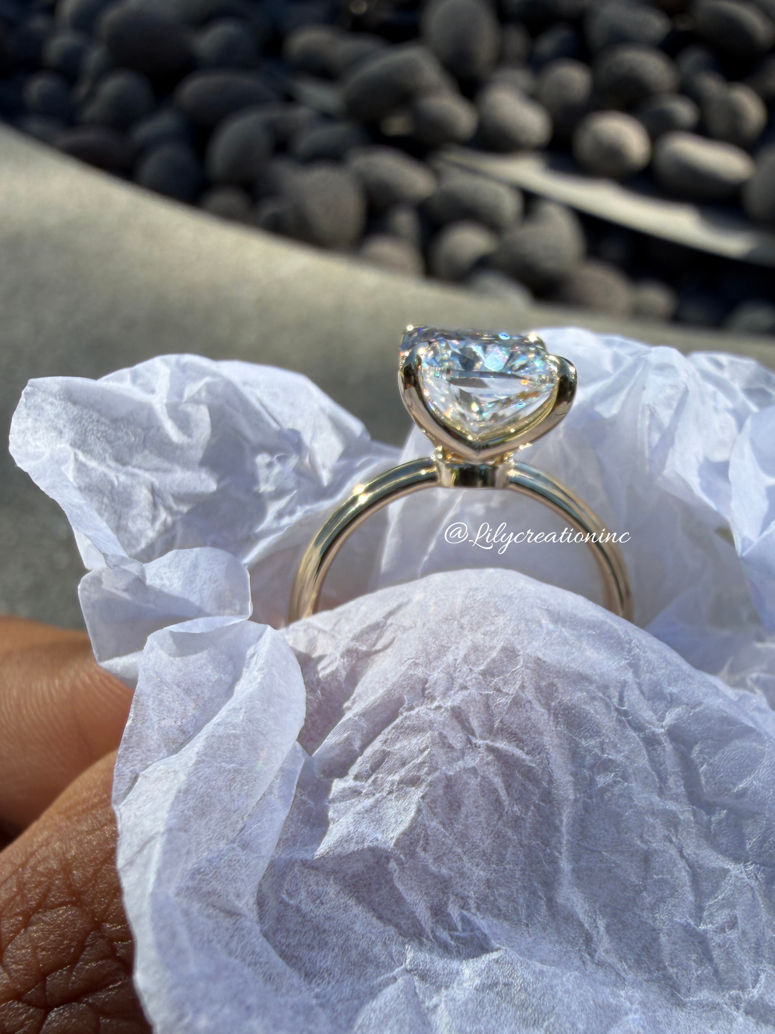 Cushion Cut Solitaire Lab Grown Diamond Engagement Ring