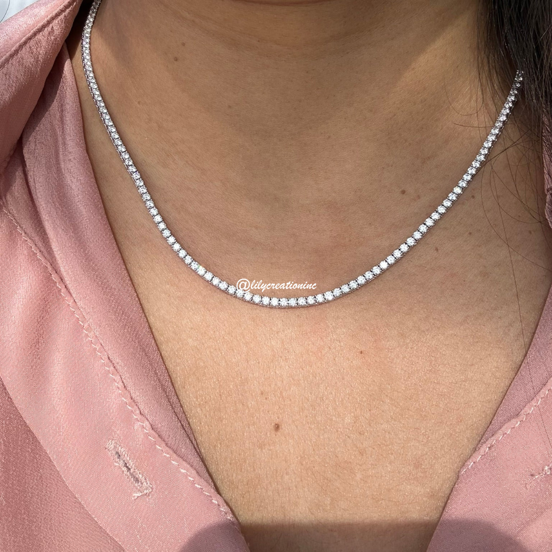5 Carat Round Lab Grown Diamond Tennis Necklace