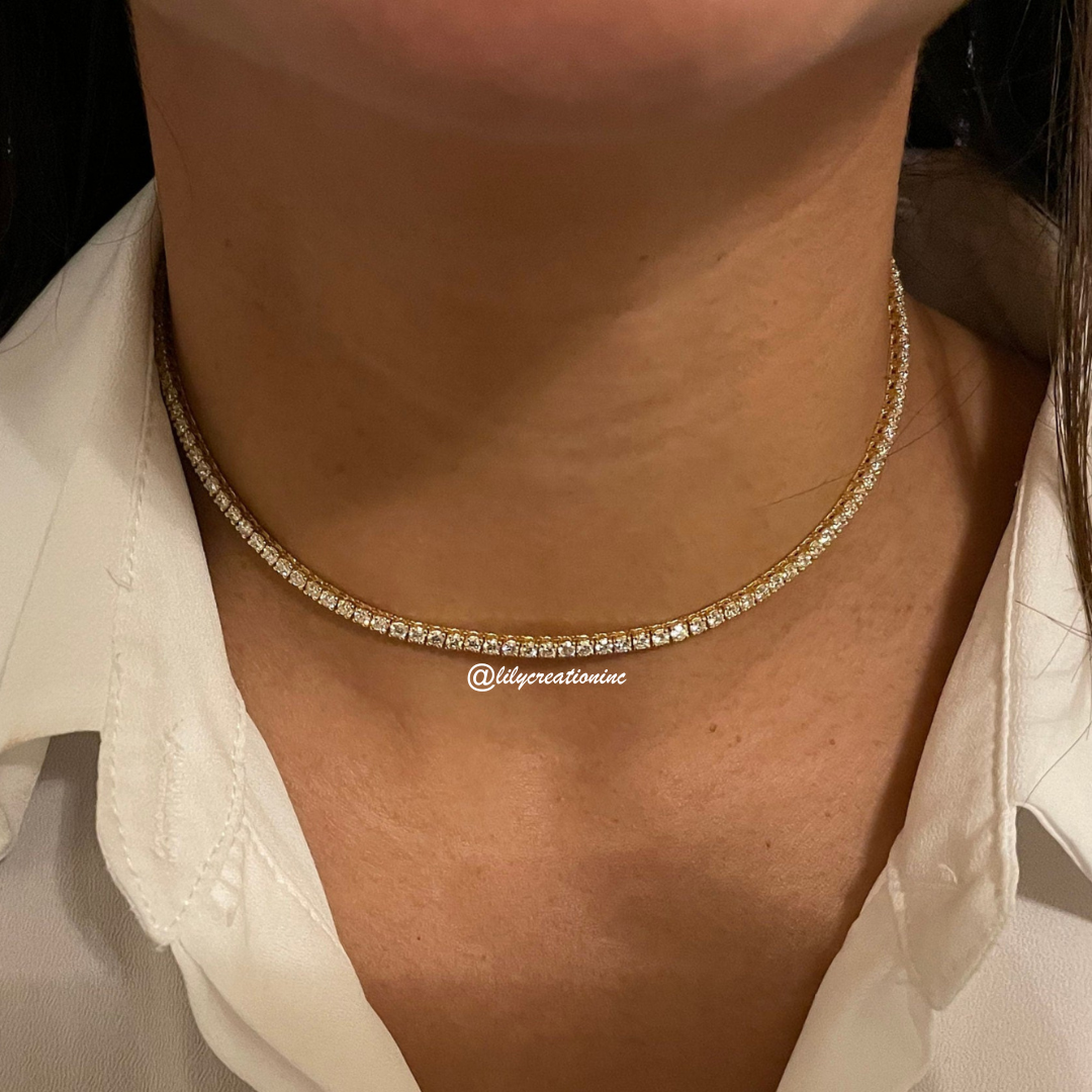 7 Carat Round Lab Grown Diamond Tennis Necklace