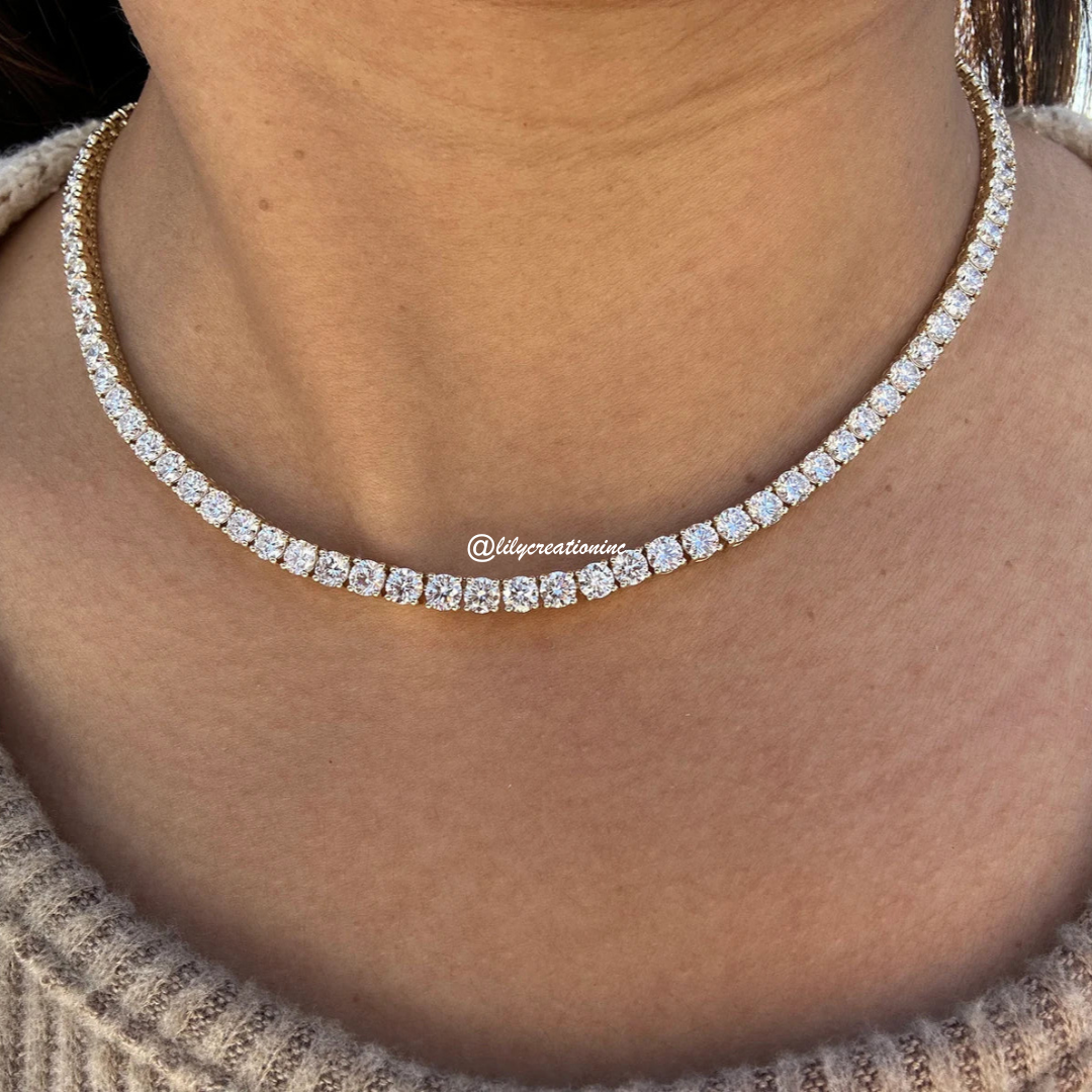 20 Carat Round Lab Grown Diamond Tennis Necklace