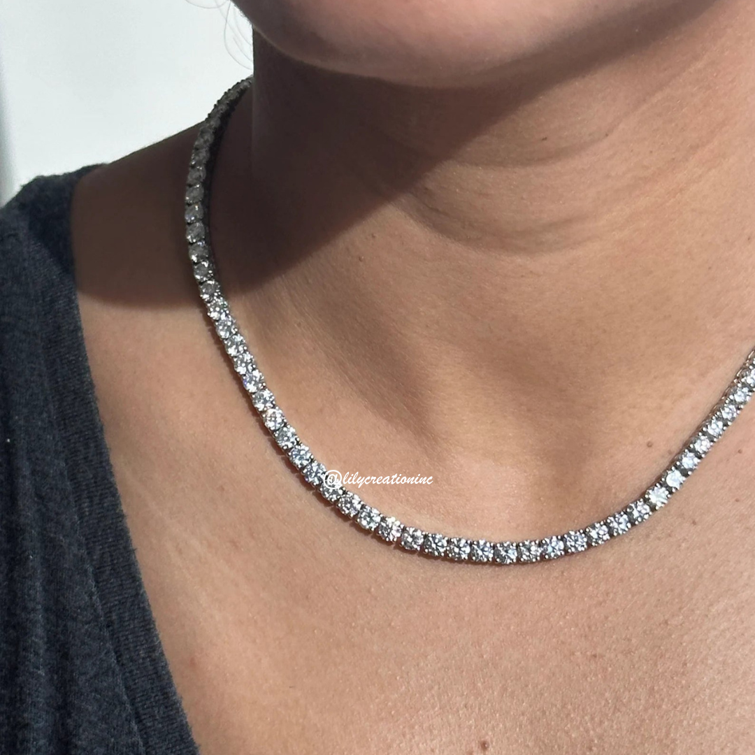25 Carat Round Lab Grown Diamond Tennis Necklace