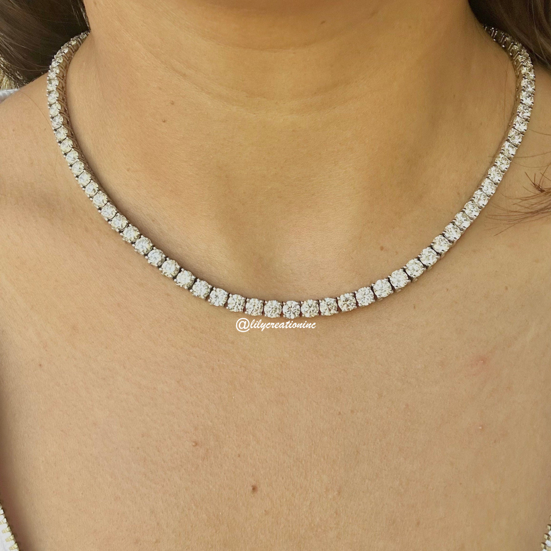 30 Carat Round Lab Grown Diamond Tennis Necklace