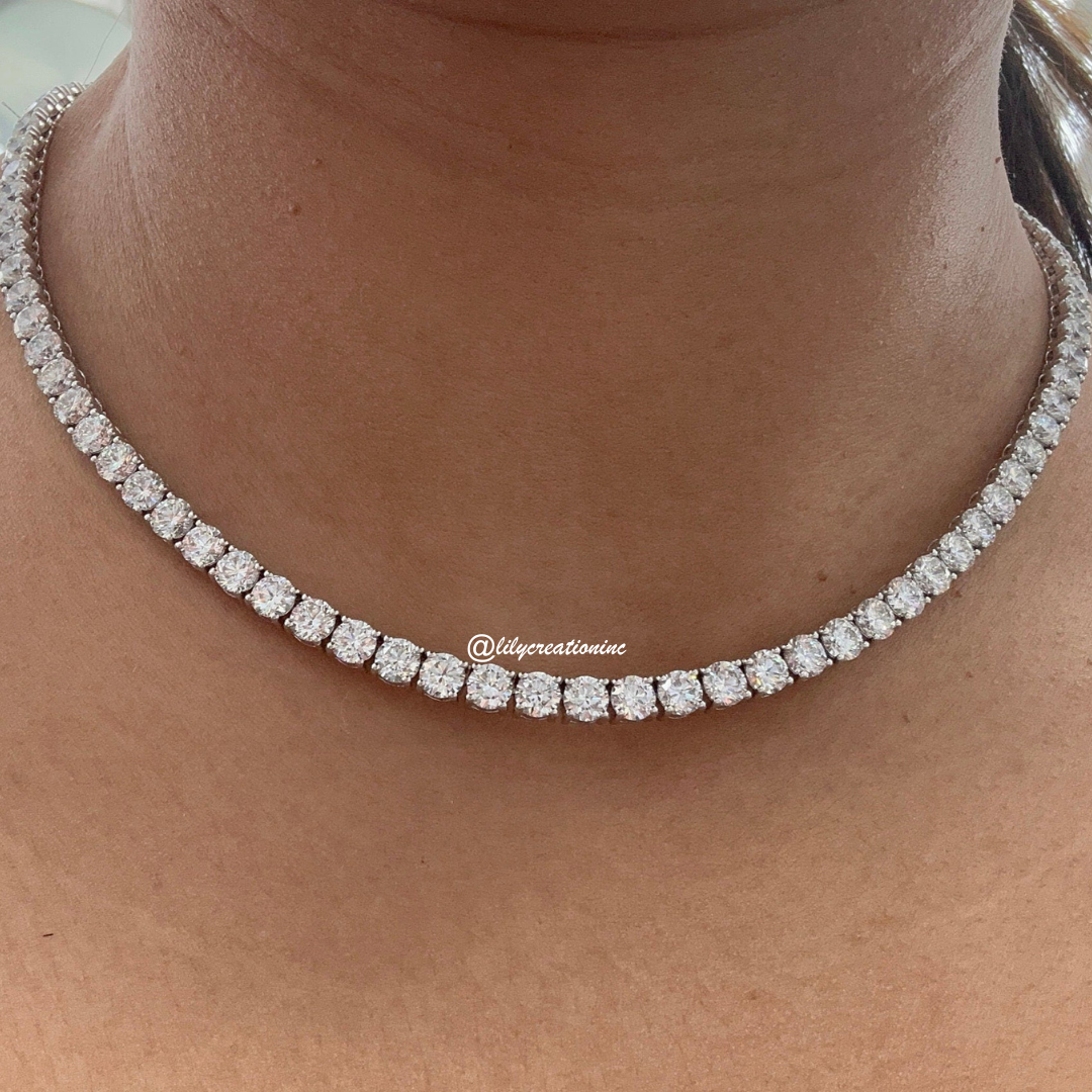 40 Carat Round Lab Grown Diamond Tennis Necklace