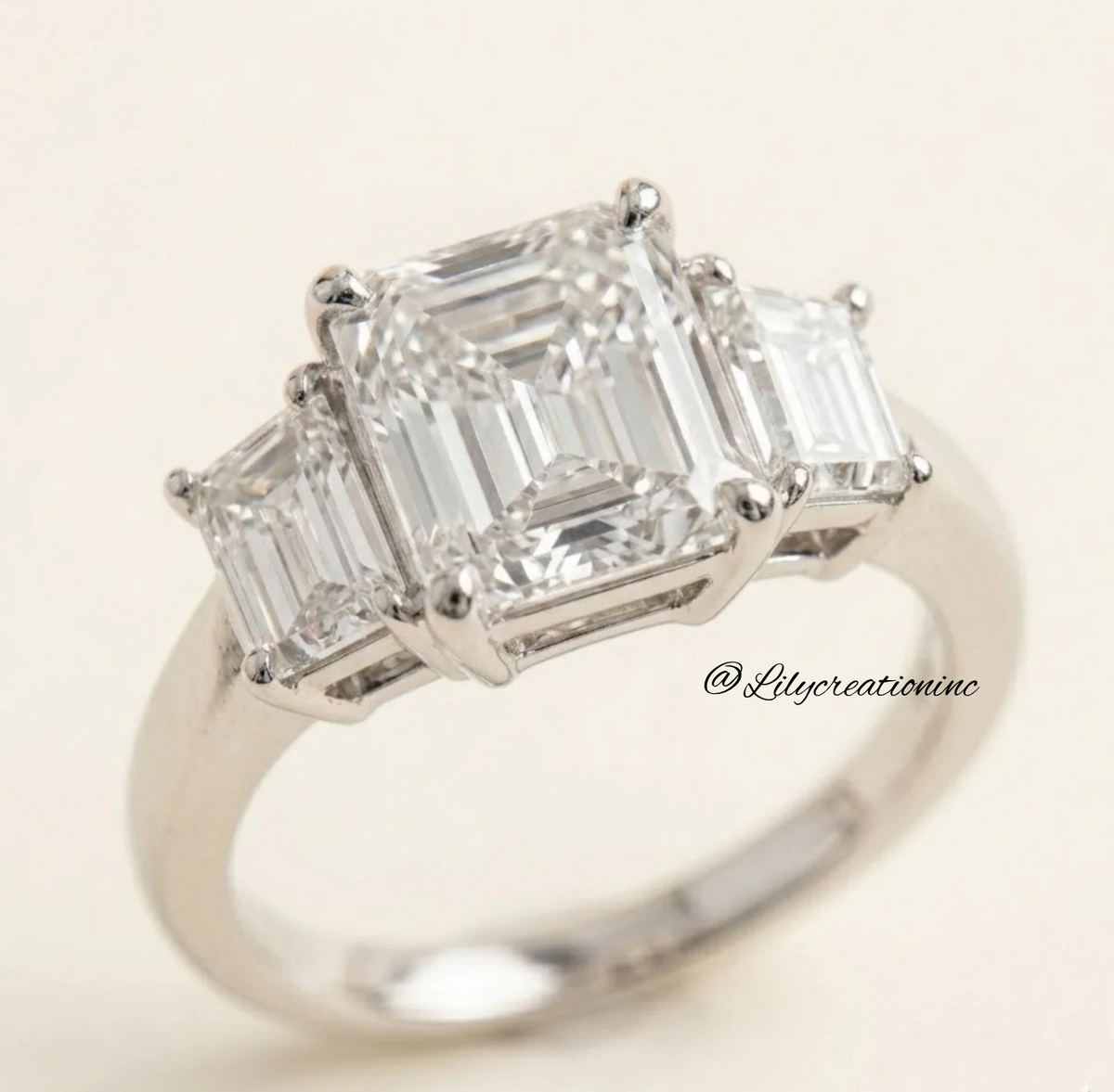 4.80 CTW Emerald-Cut Three-Stone Lab Grown Diamond Engagement Ring 14K Gold