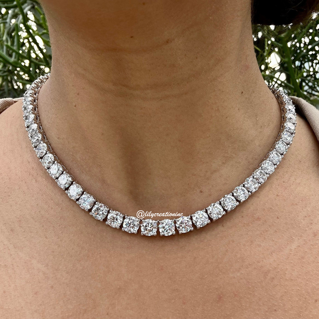 50 Carat Round Diamond Tennis Necklace