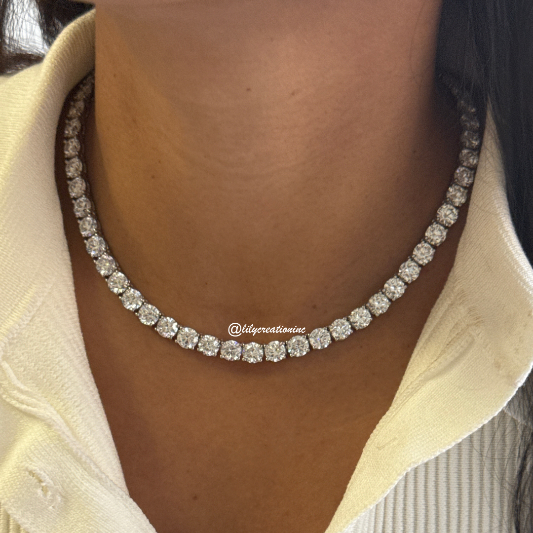 Round Diamond Tennis Necklace