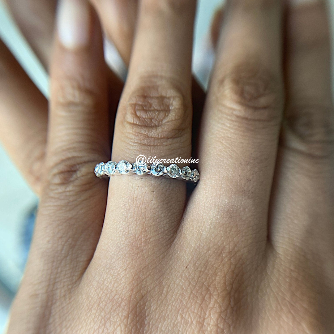 1.25 Carat 3/4 Way Single Prong Diamond Eternity Band