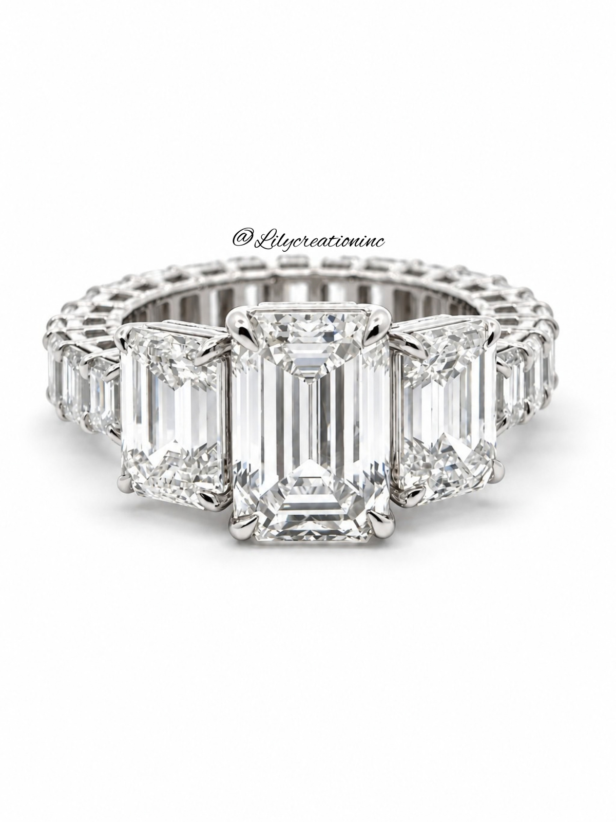Emerald Cut Three-Stone Lab Grown Diamond Eternity Band