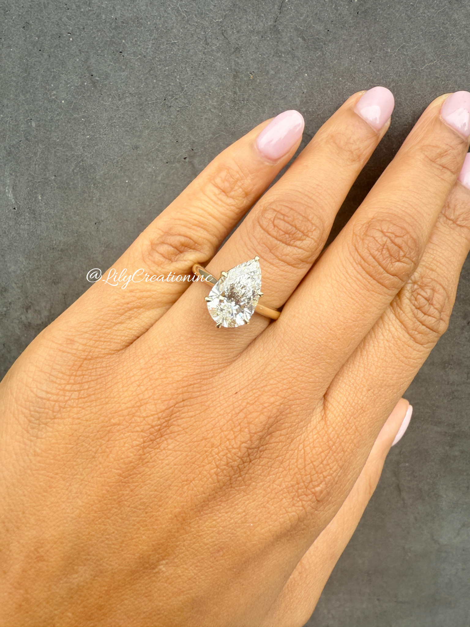 Classic Pear Cut Lab Grown Diamond Engagement Ring