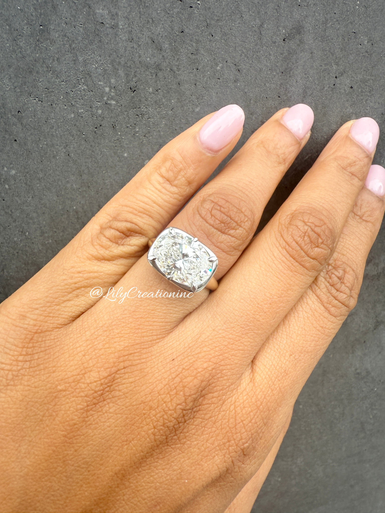Oval Cut Two Tone East to West Lab Grown Diamond Engagement Ring