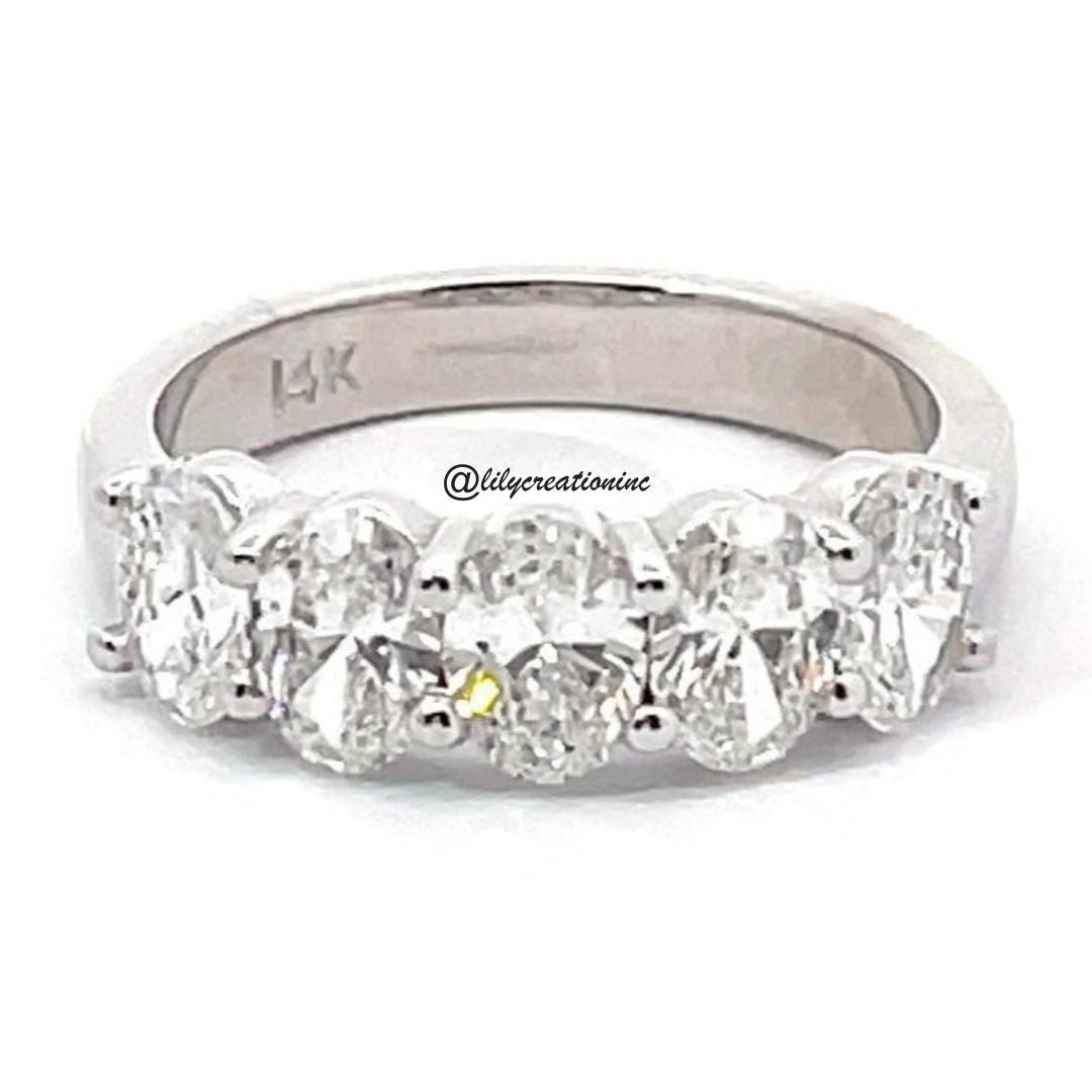 1.5 Carat 5 Stone Oval Diamond Eternity Band