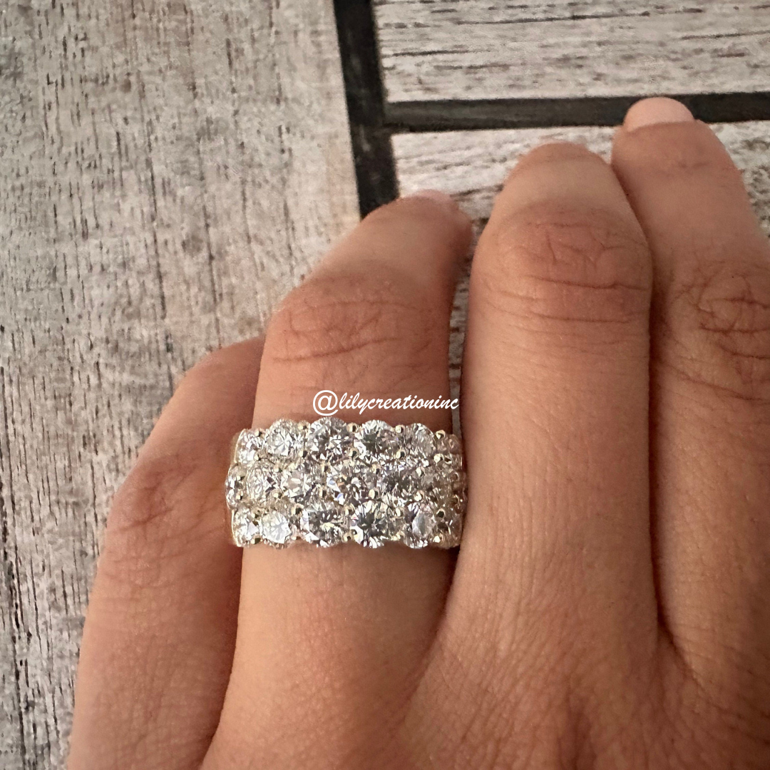 3 Row Round Halfway Diamond Eternity Band