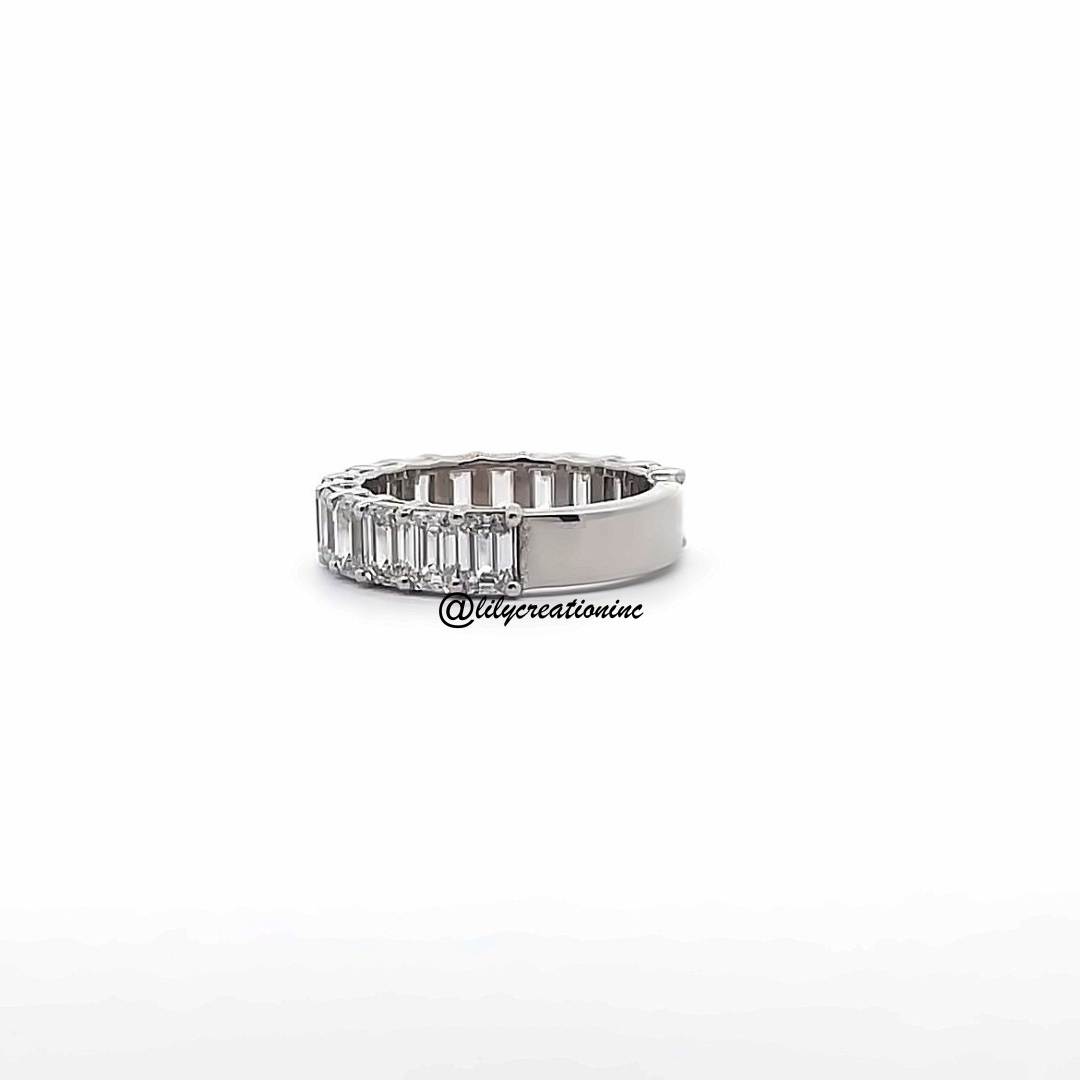 4 Carat Emerald Cut 3/4 Way Diamond Eternity Band