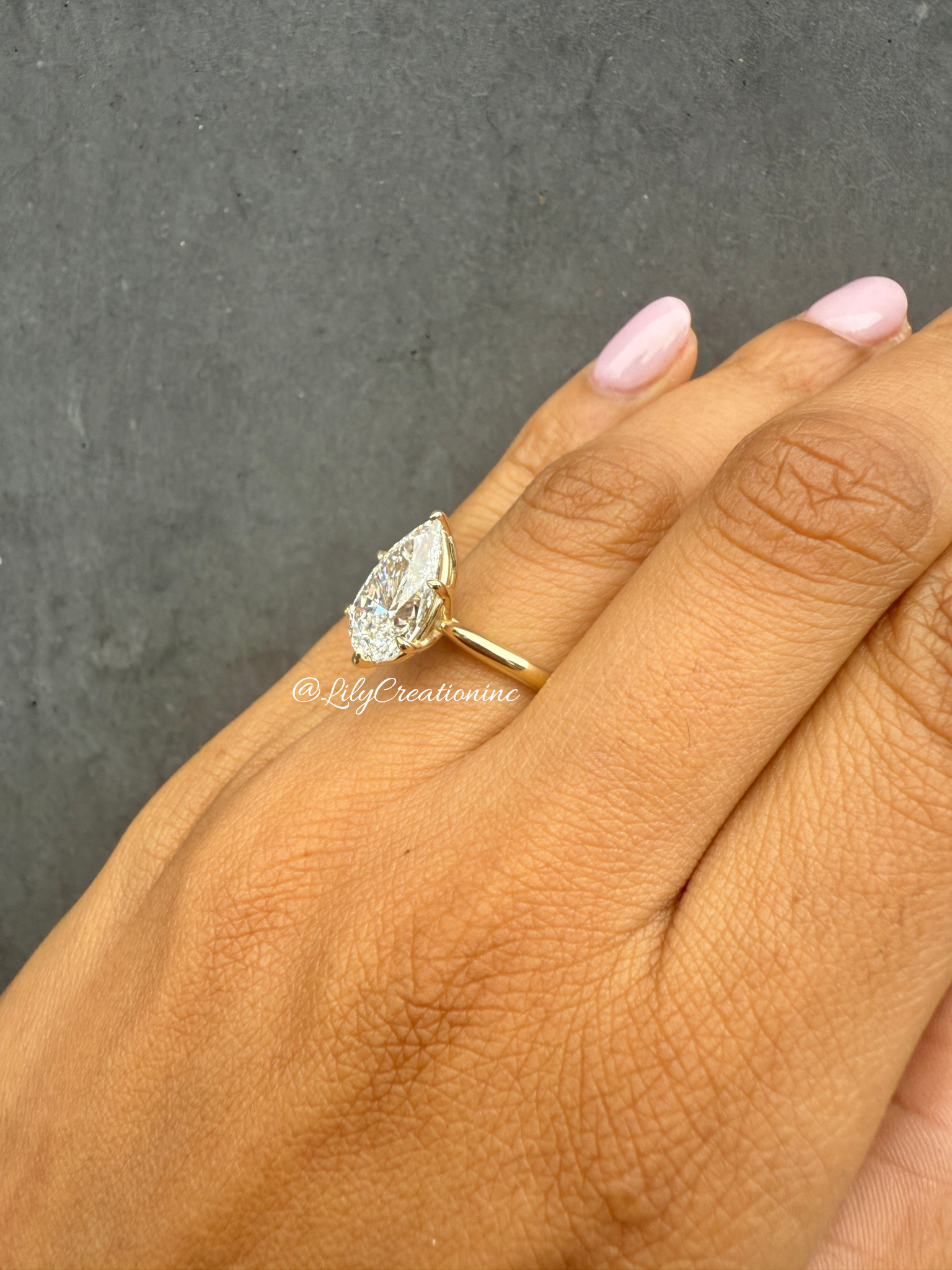 Classic Pear Cut Lab Grown Diamond Engagement Ring