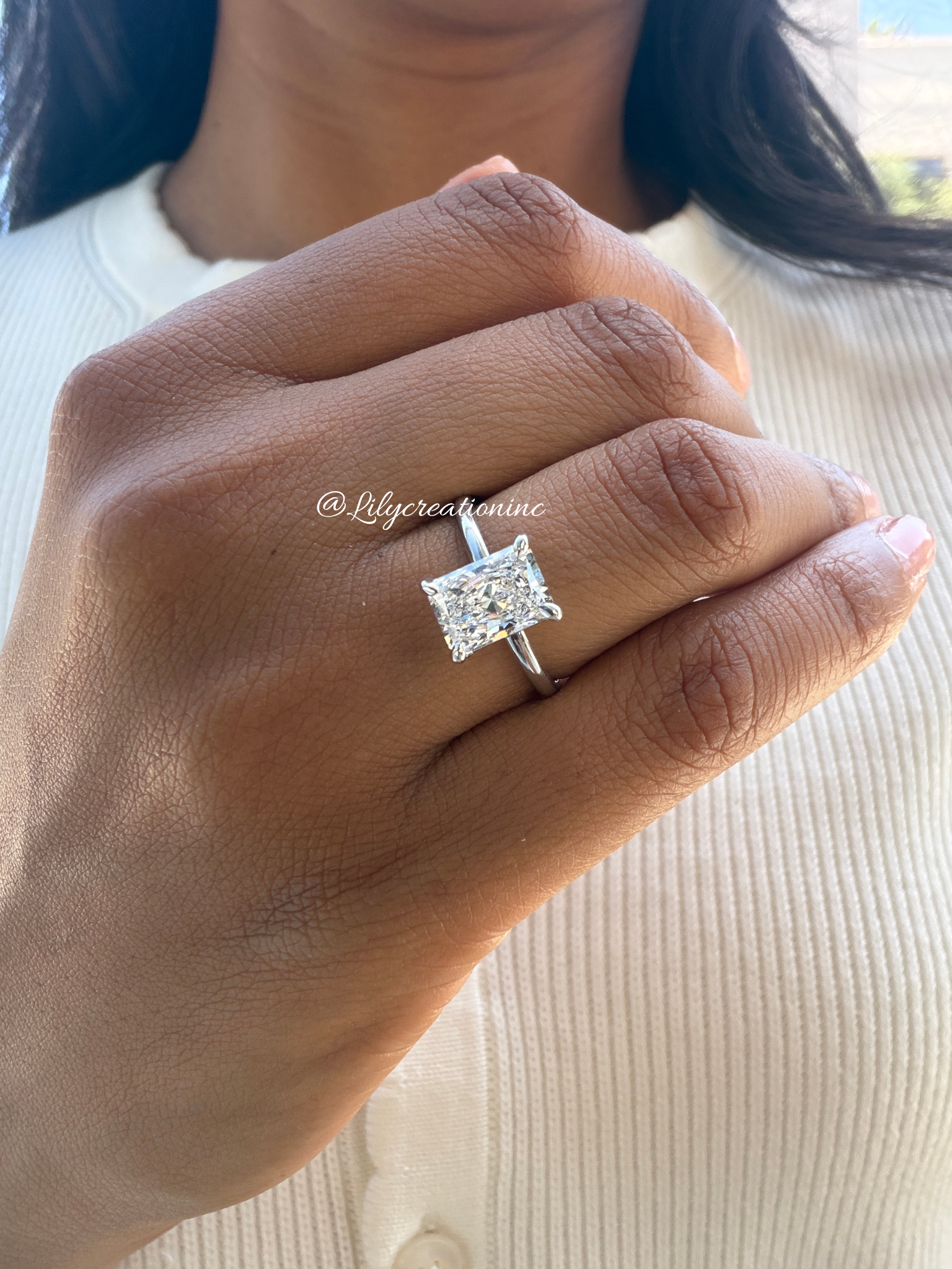 Radiant Cut Solitaire Lab Grown Diamond Engagement Ring