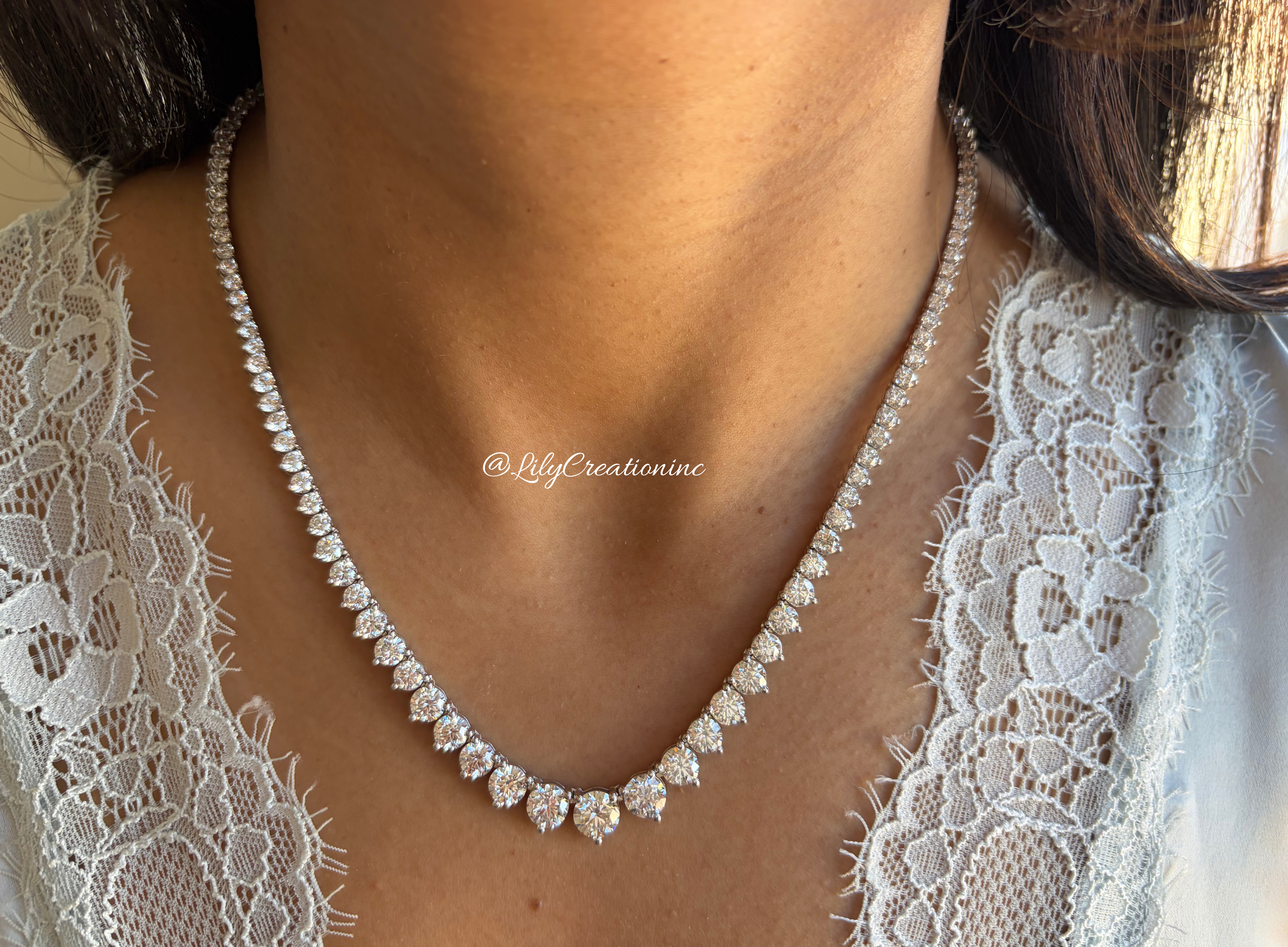 19 Carat Round Graduated Diamond Necklace