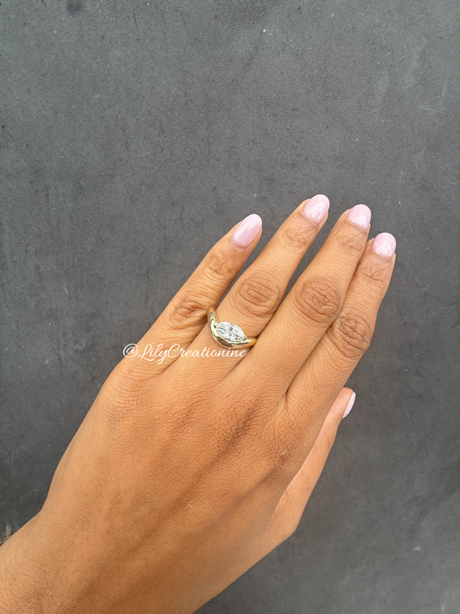 Art Deco Marquee Lab Grown Diamond Engagement Ring