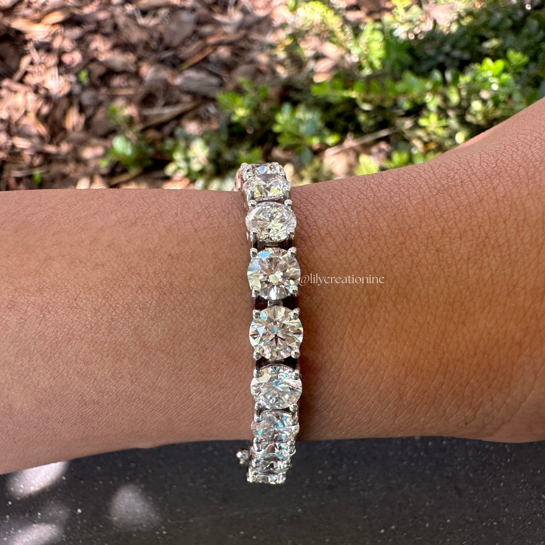 20 Carat Round Lab Grown Diamond Tennis Bracelet