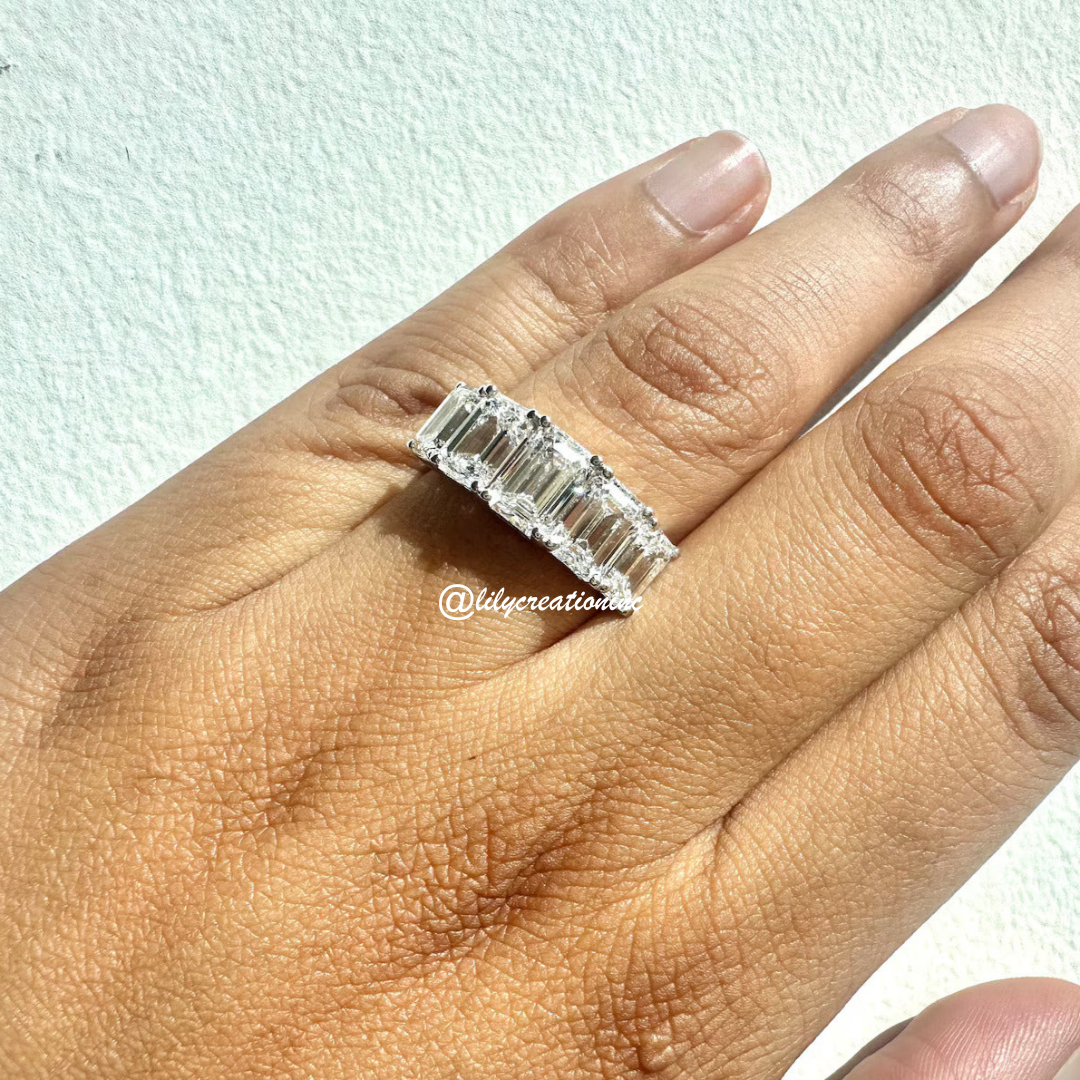 4.5 Carat 5 Stone Graduated Emerald Cut Diamond Eternity Band