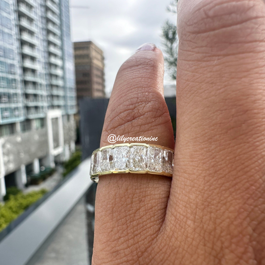 5 Carat Radiant Cut Bezel Set Diamond Eternity Band
