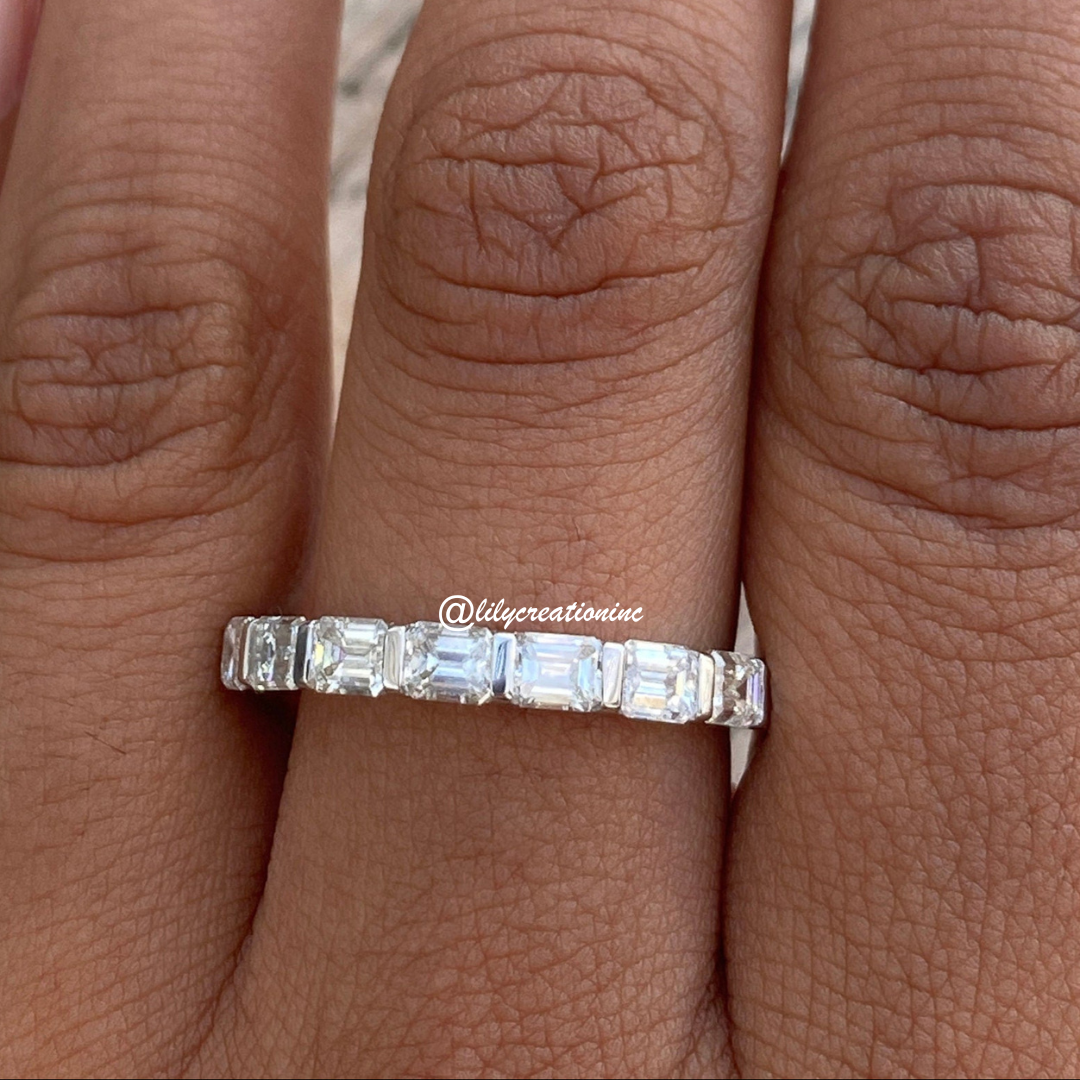Emerald Cut East West Diamond Eternity Band