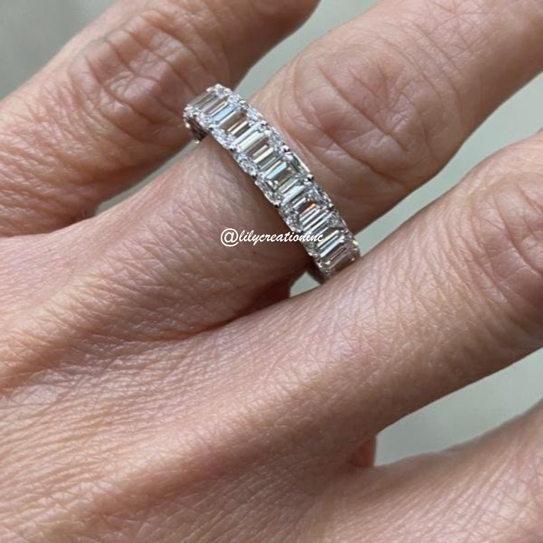 7 Carat Emerald Cut Diamond Eternity Band