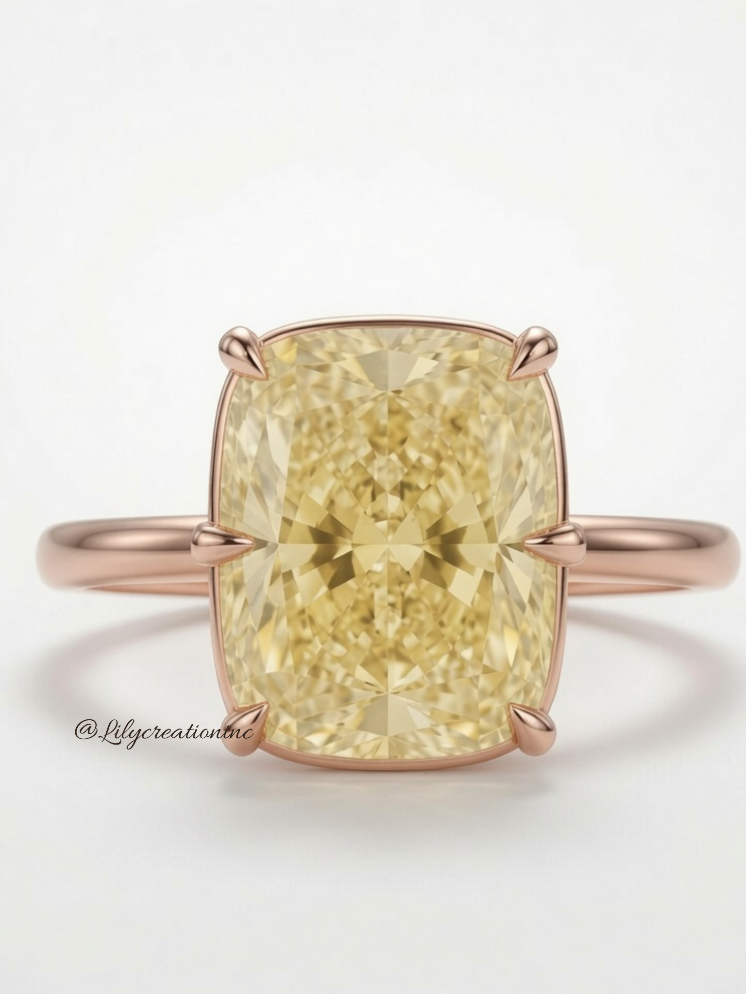 Yellow Cushion Solitaire Diamond Engagement Ring